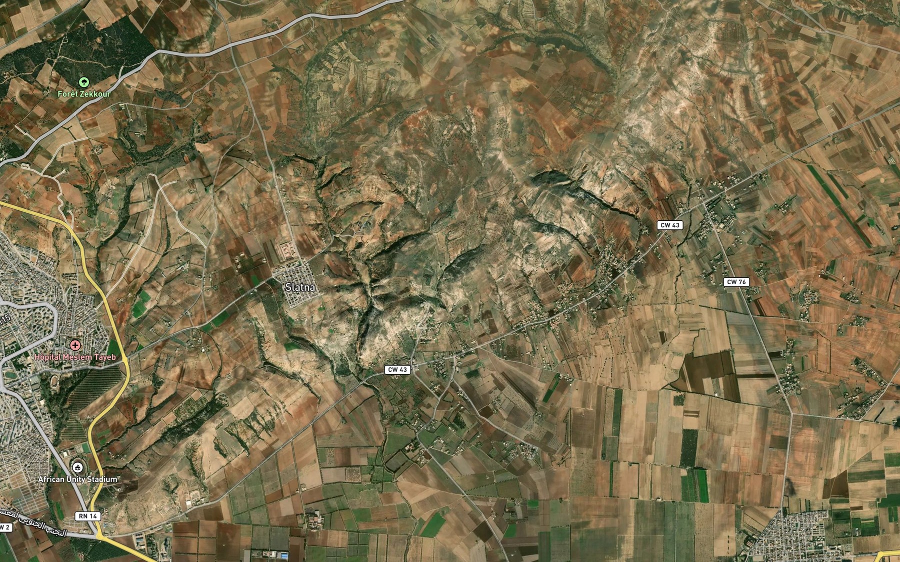 Satellite map of the Ain Haboubas