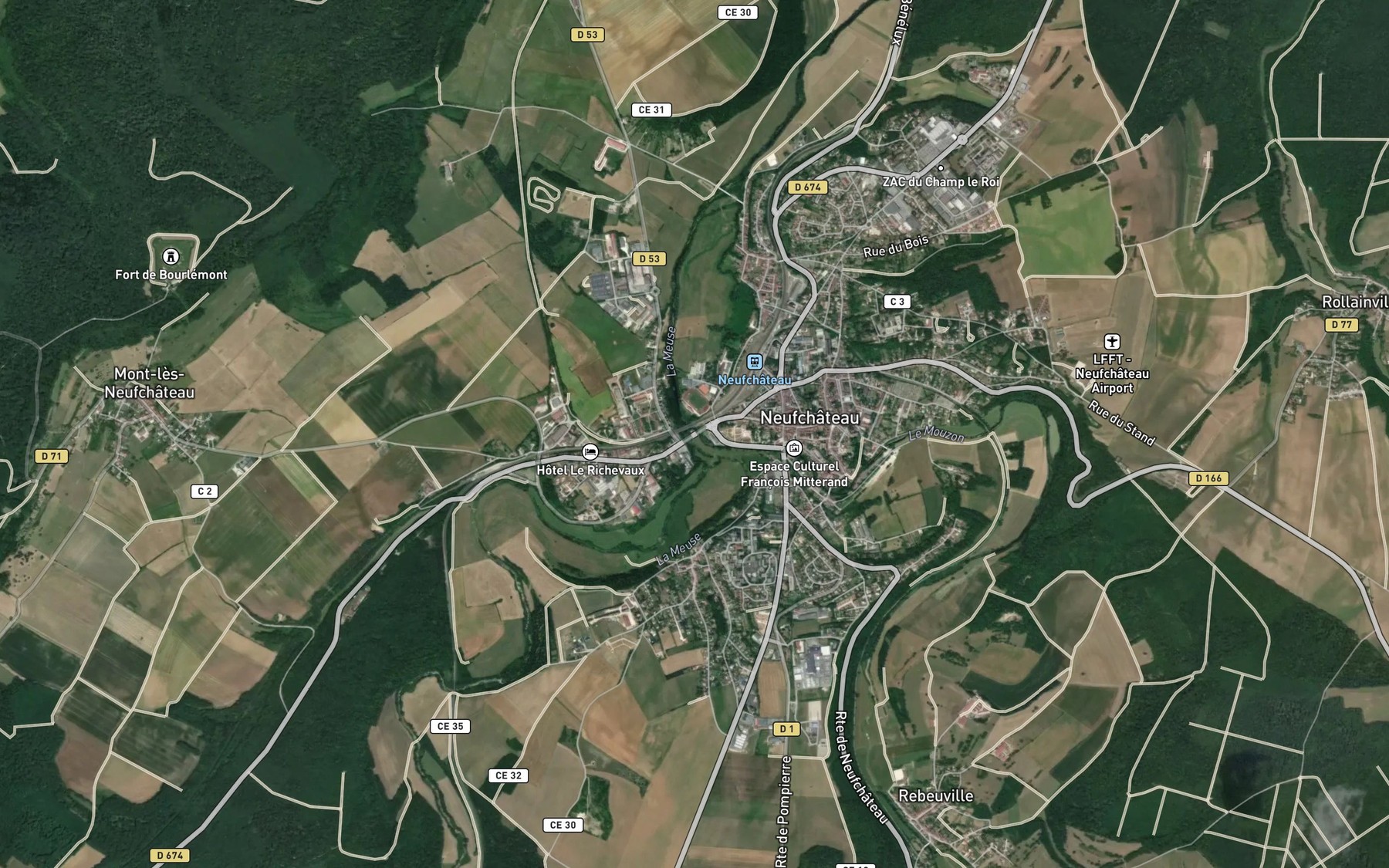 Satellite map of the Mouzon