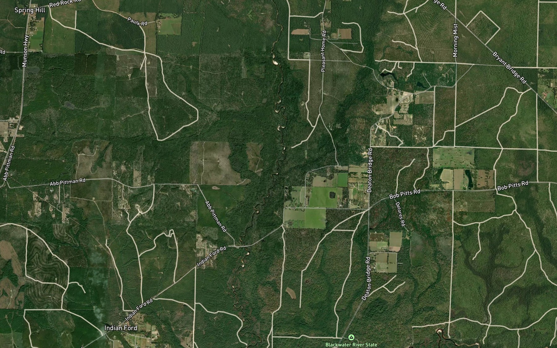 Satellite map of the Alligator Creek