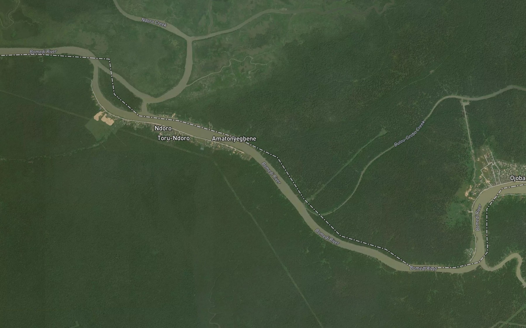 Satellite map of the Akorugbene Stream