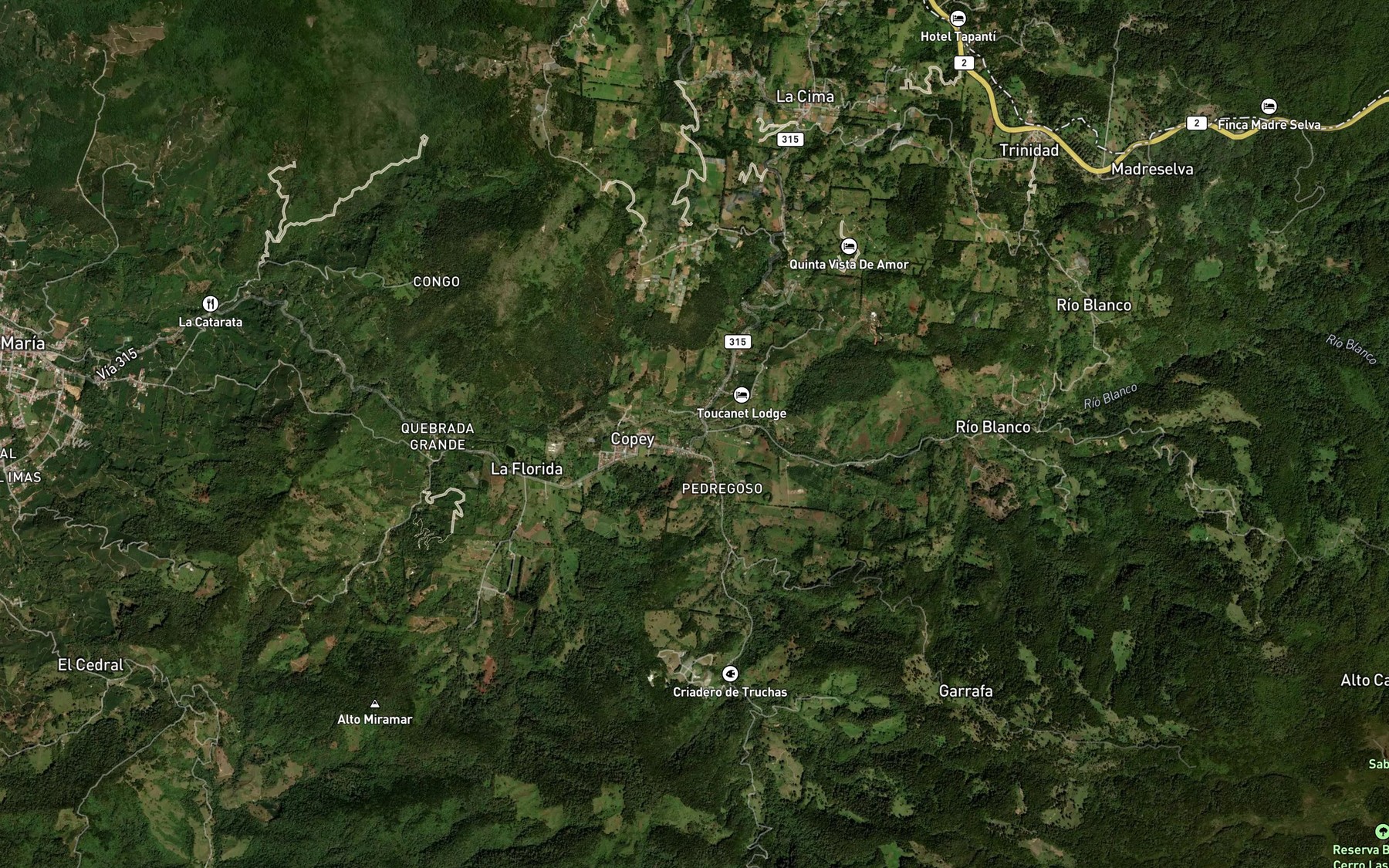 Satellite map of the Rio Pedregoso