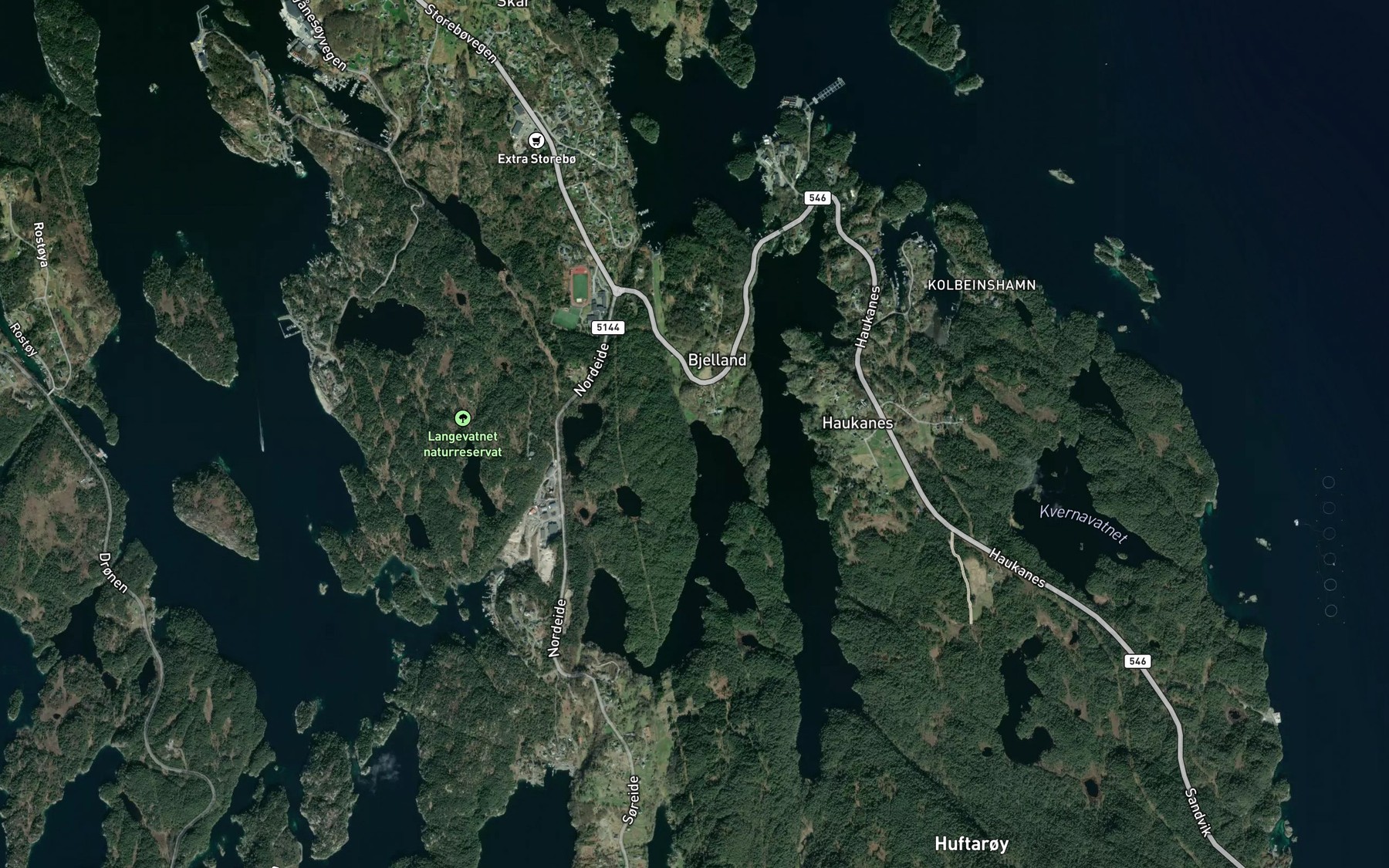 Satellite map of the Naustvika