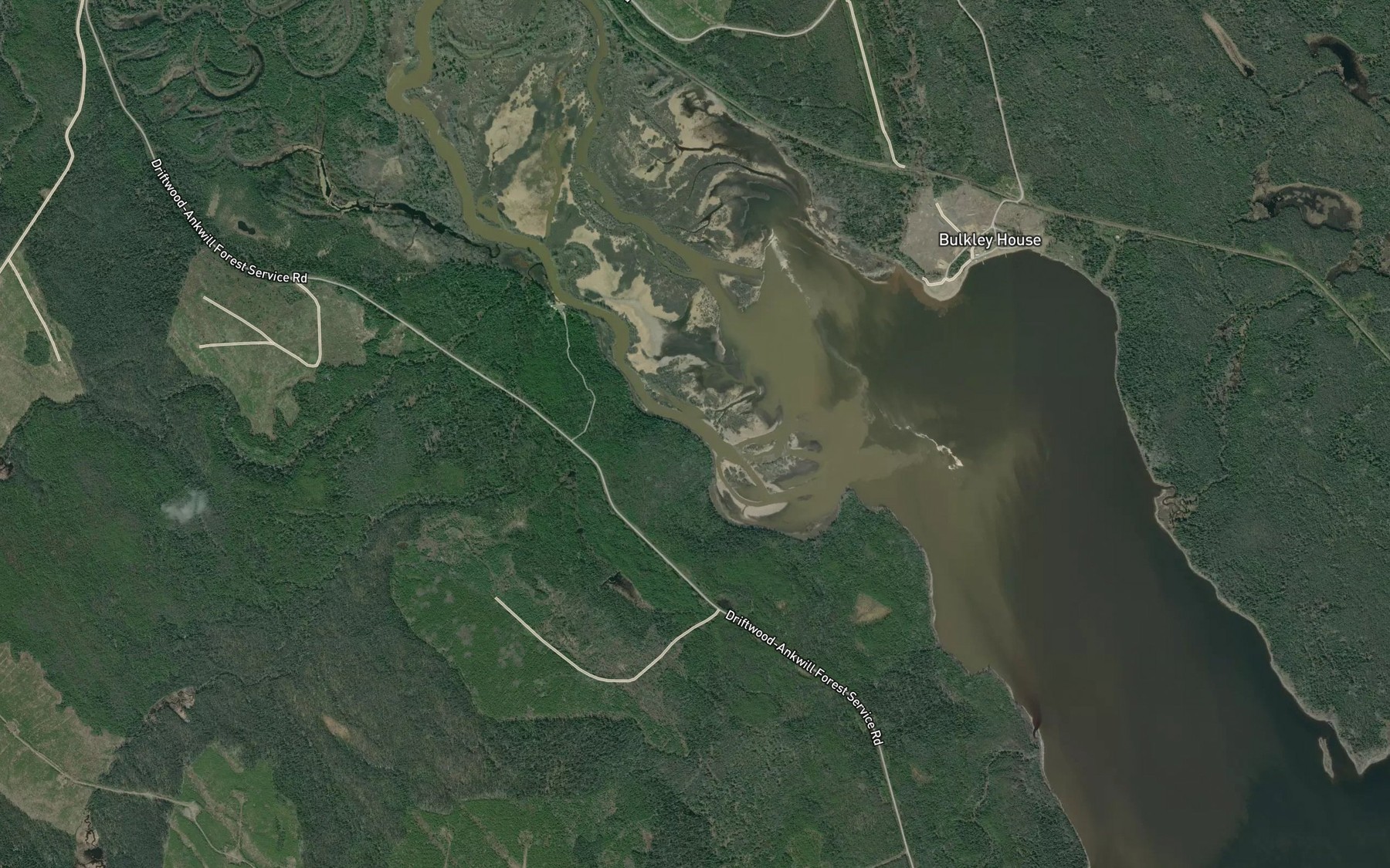 Satellite map of the Driftwood River