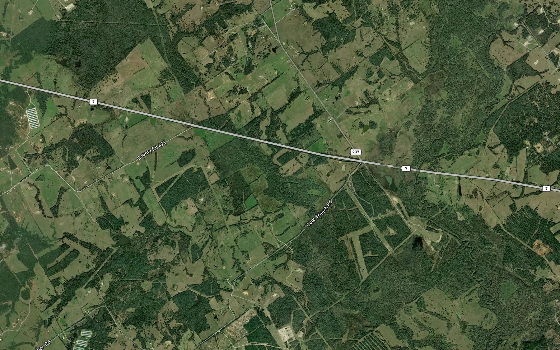 Satellite map of the Mulberry Creek