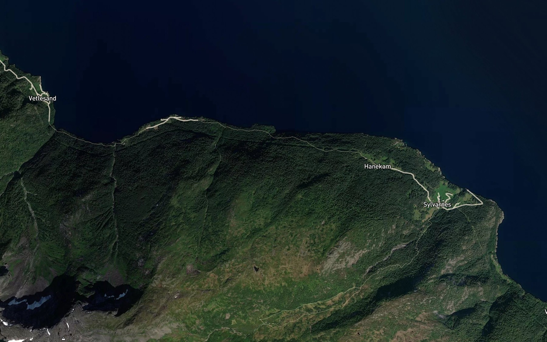 Satellite map of the Sagafossen