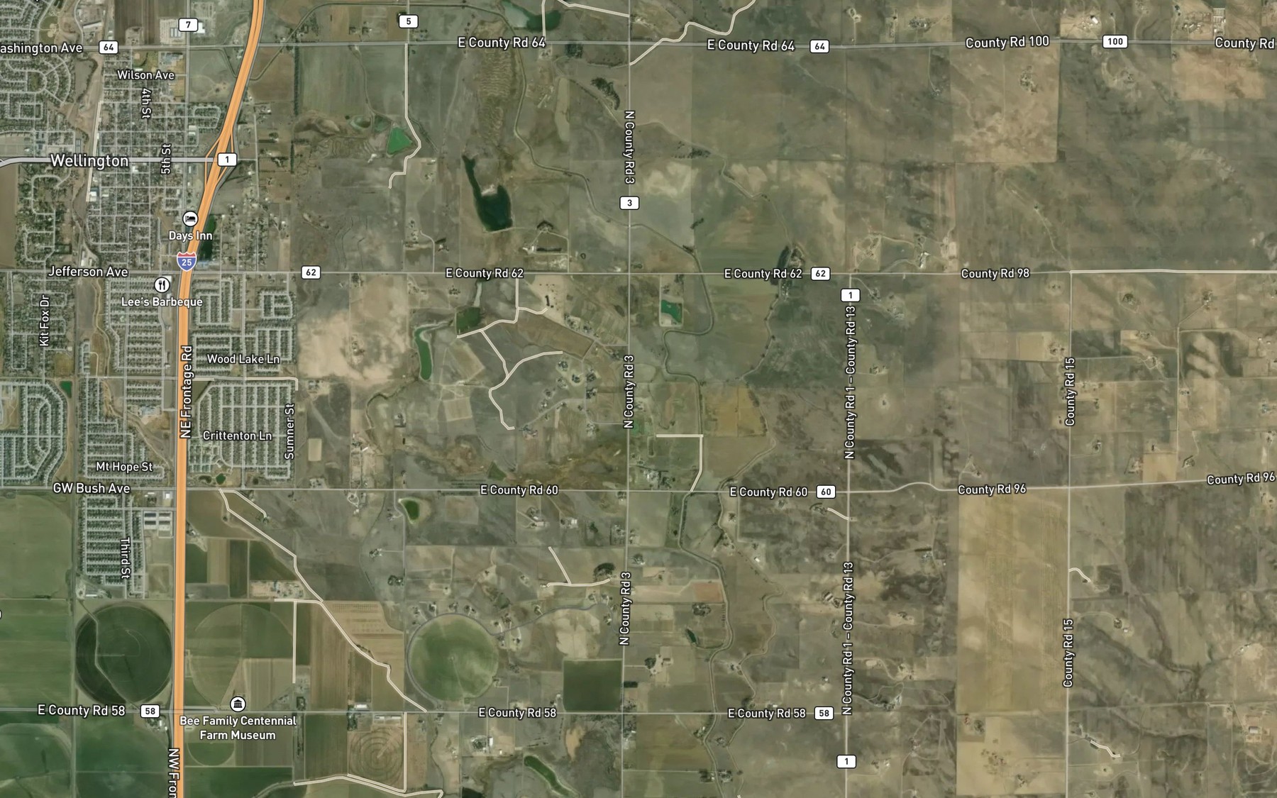Satellite map of the Timnath Reservoir Outlet