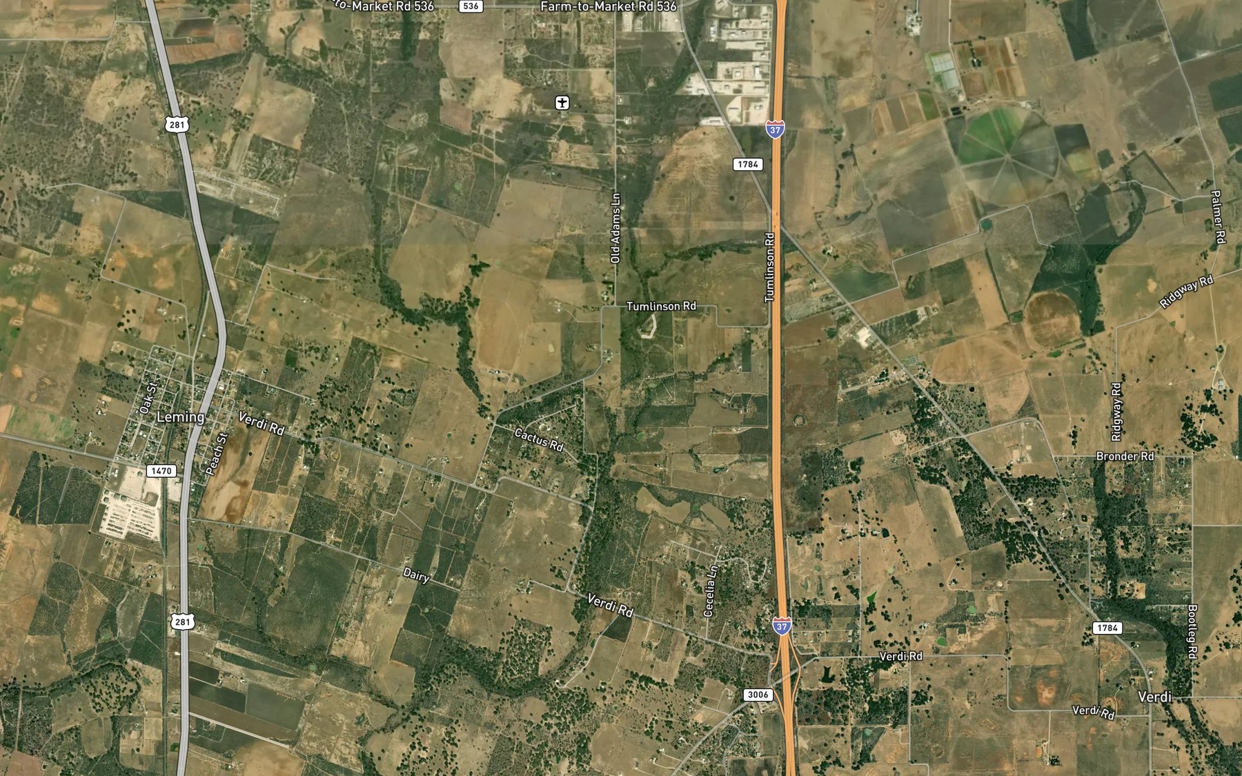 Satellite map of the Positeus Creek