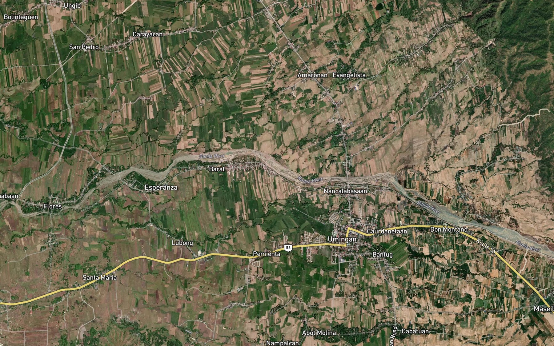Satellite map of the Totonoguen Creek