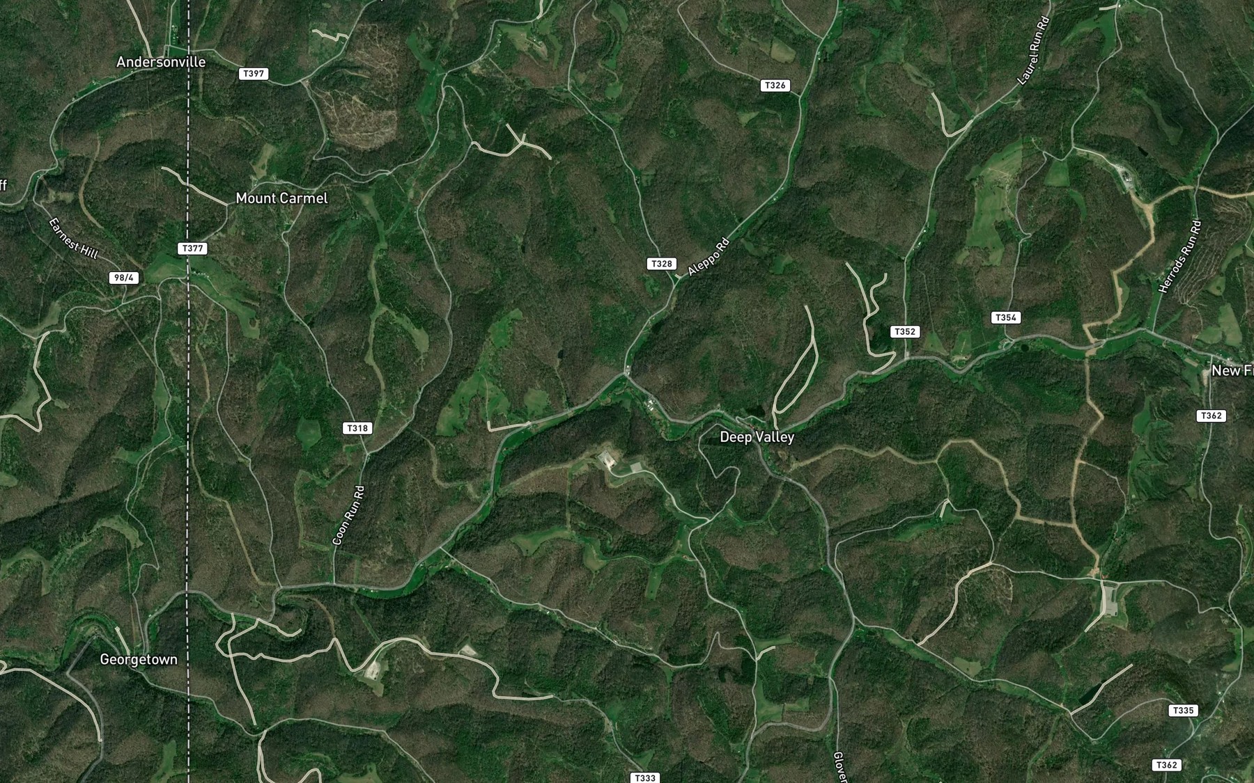 Satellite map of the Wagonroad Run