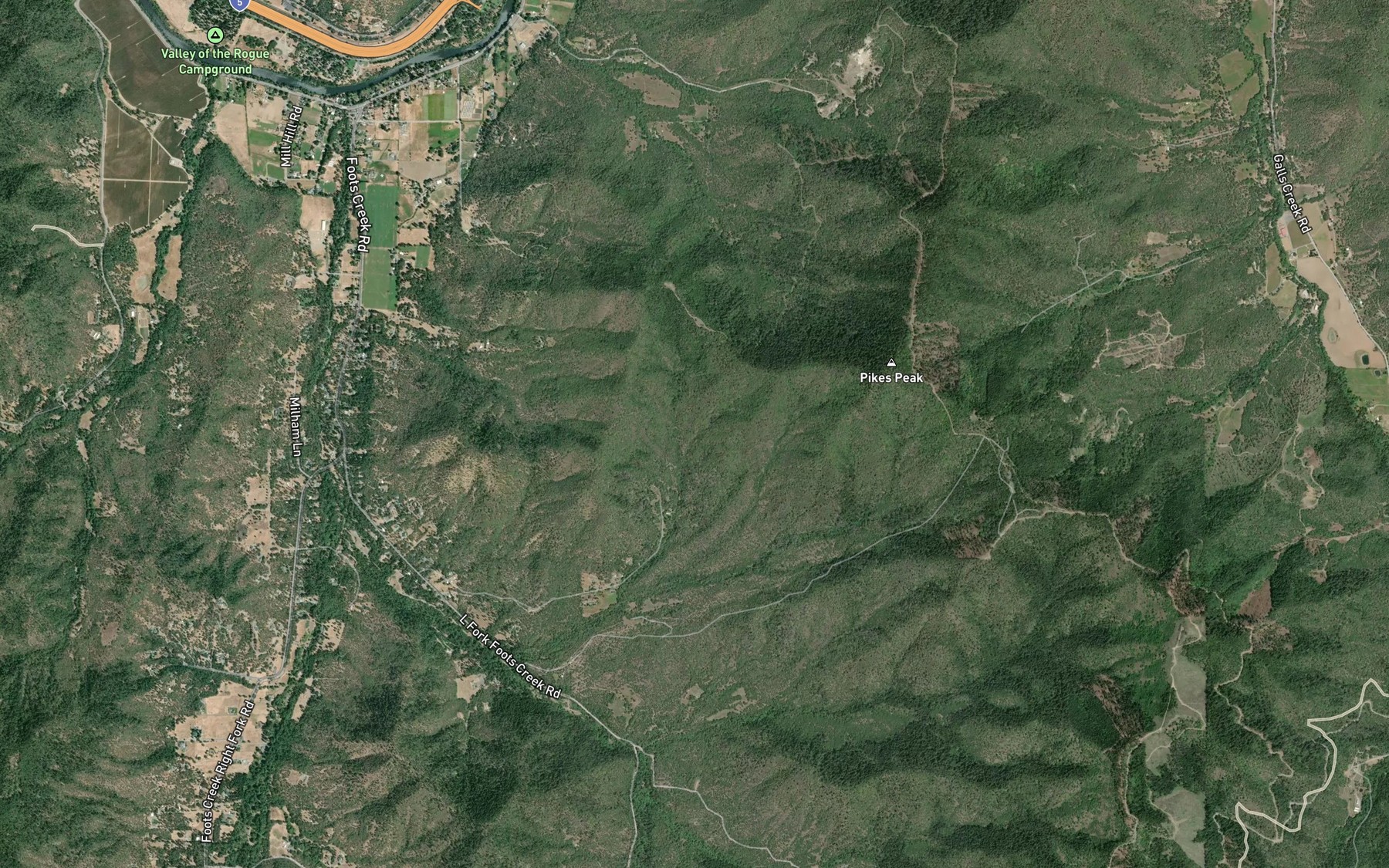 Satellite map of the Shady Spring