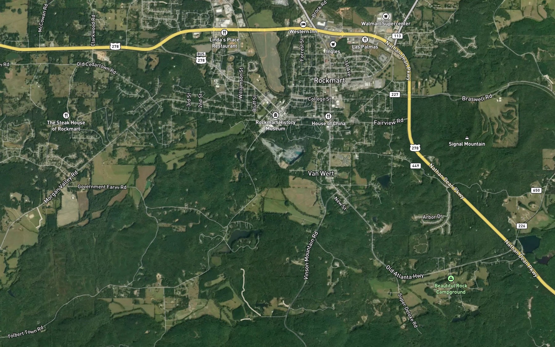 Satellite map of the Thompson Creek