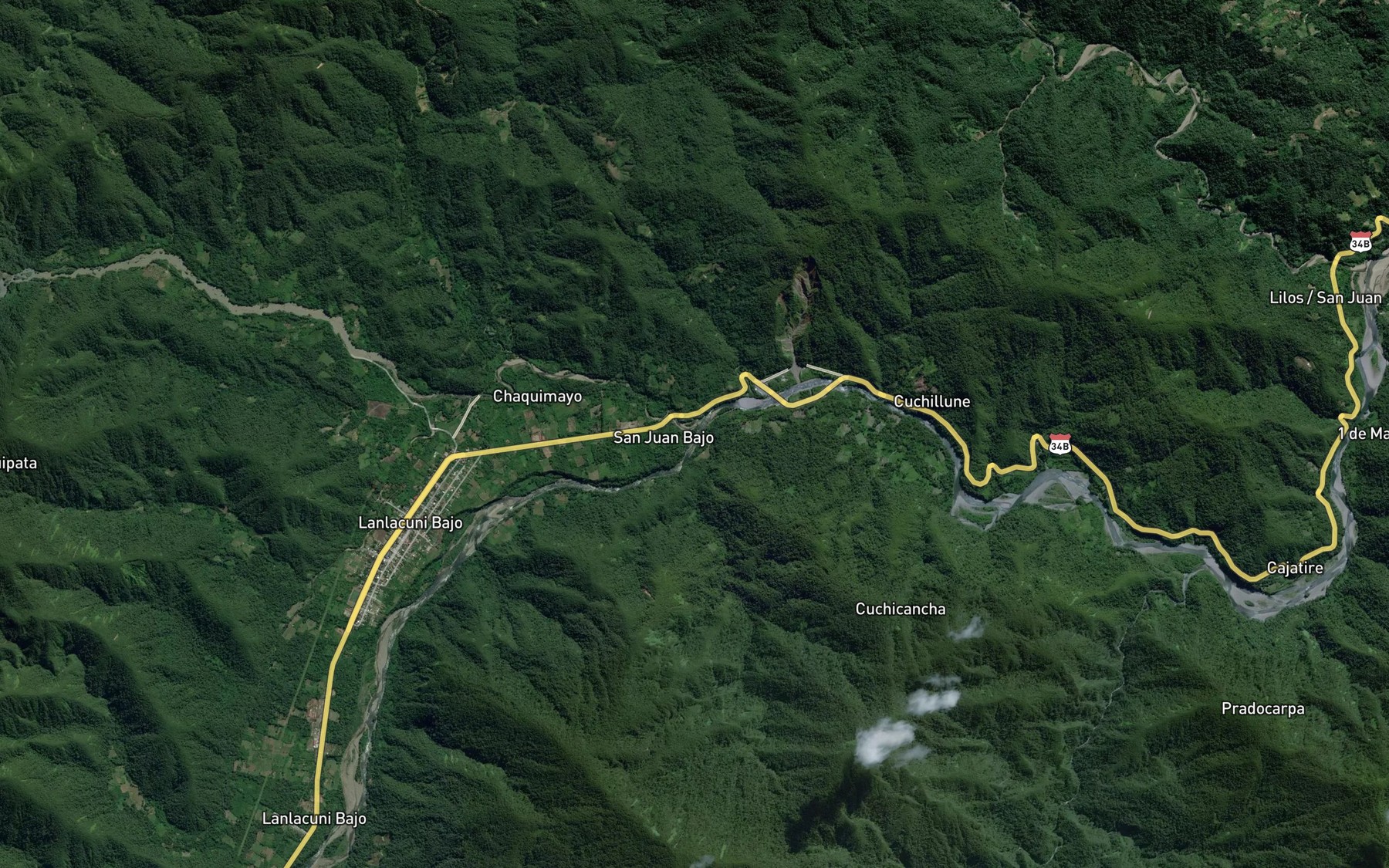 Satellite map of the Rio Chaquimayo