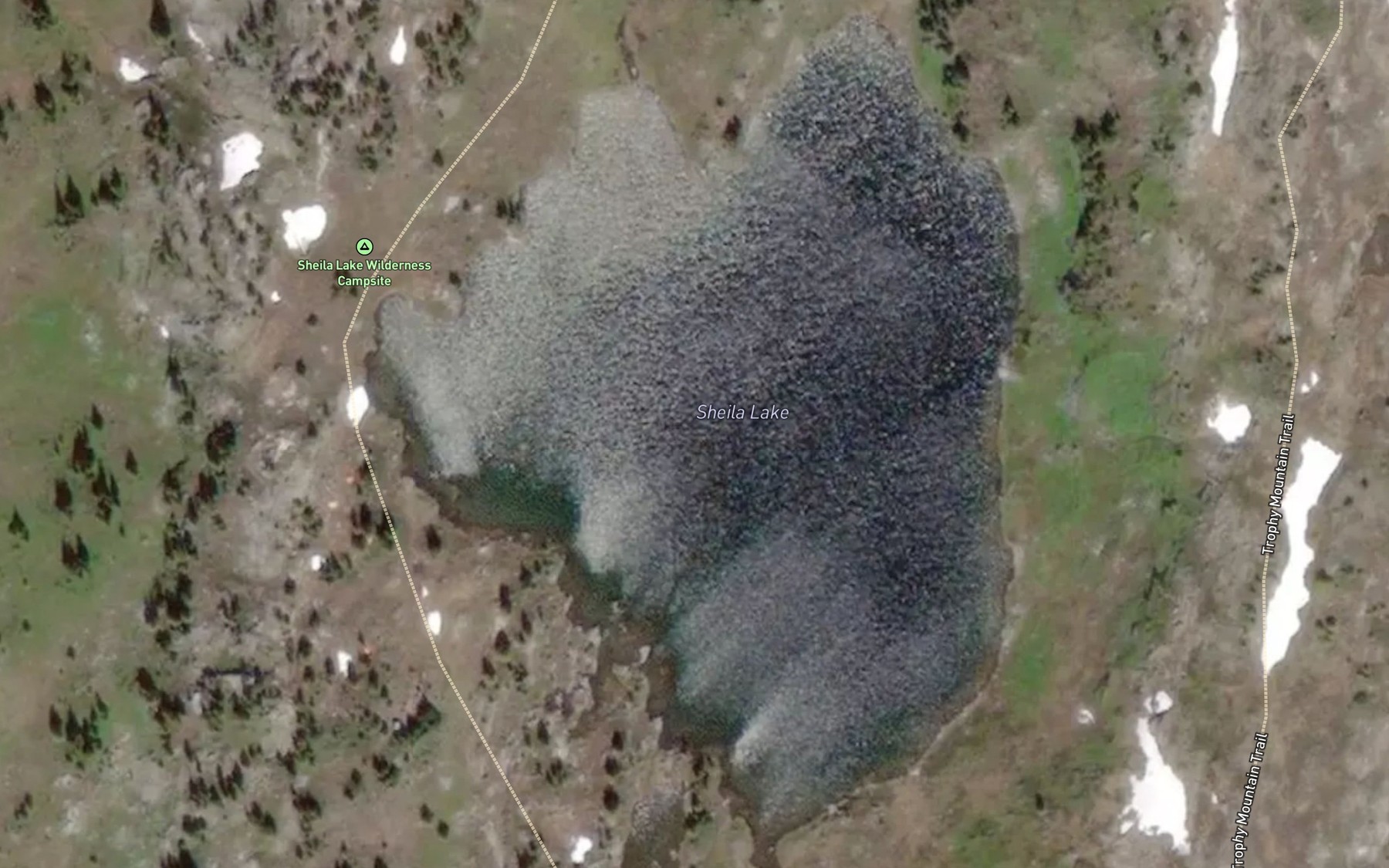 Satellite map of the Sheila Lake