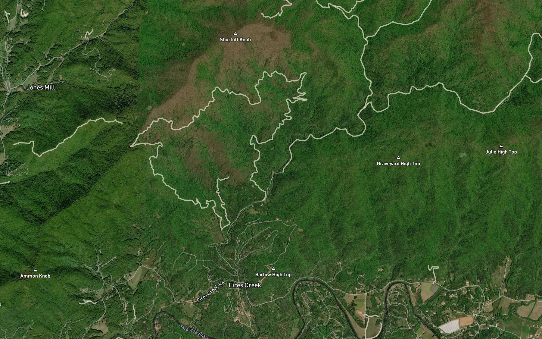 Satellite map of the Leatherwood Branch