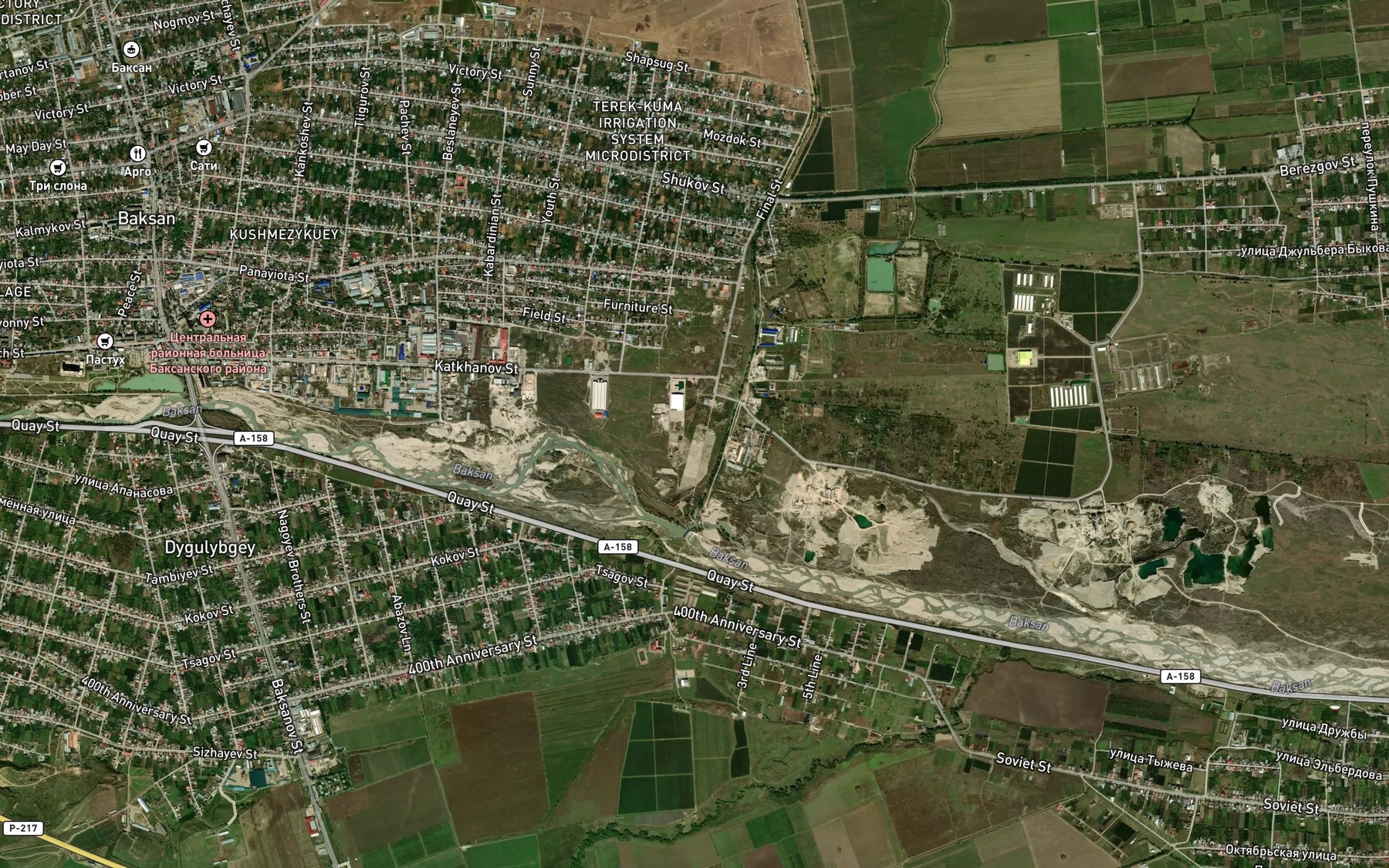 Satellite map of the Baksano-Malkinskiy Kanal
