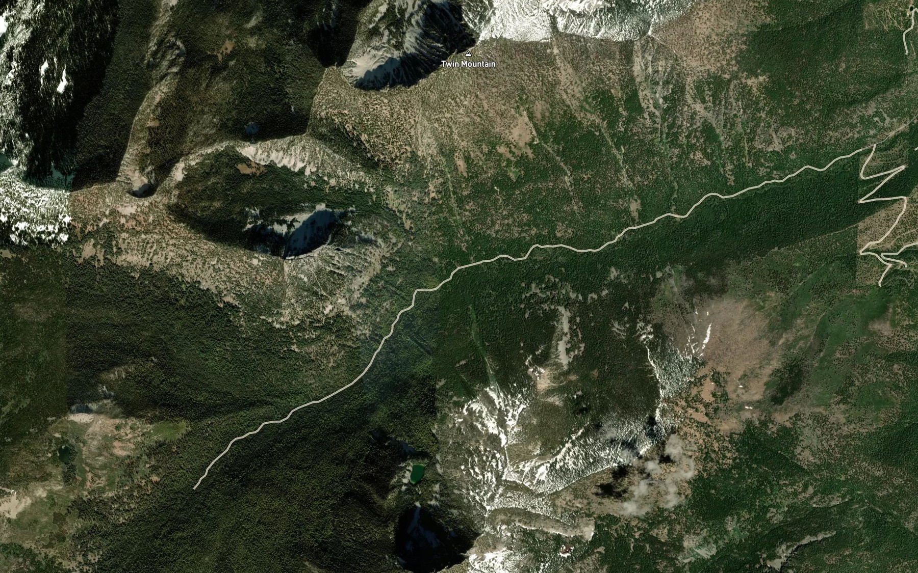 Satellite map of the Twin Mountain Creek