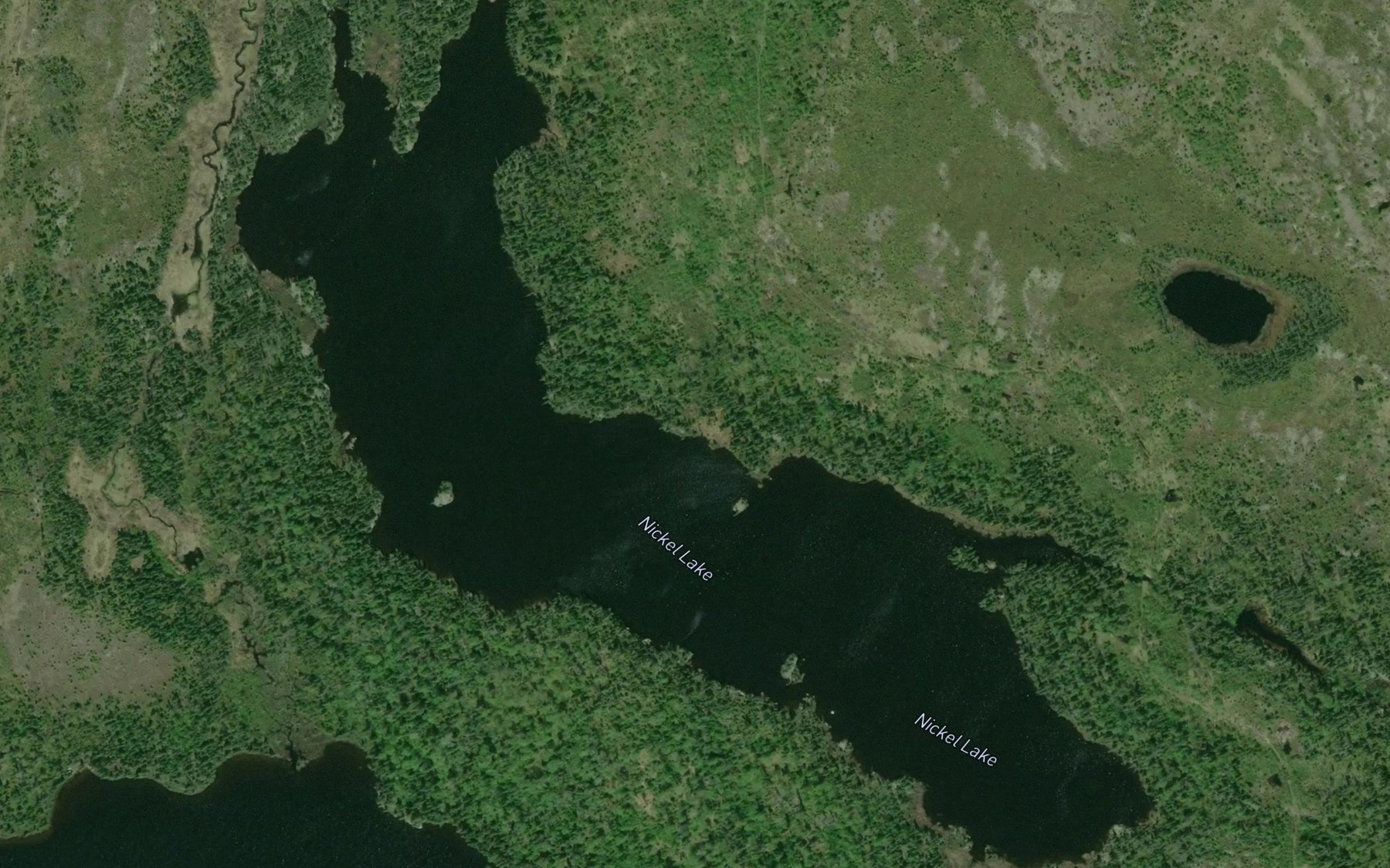 Satellite map of the Nickel Lake