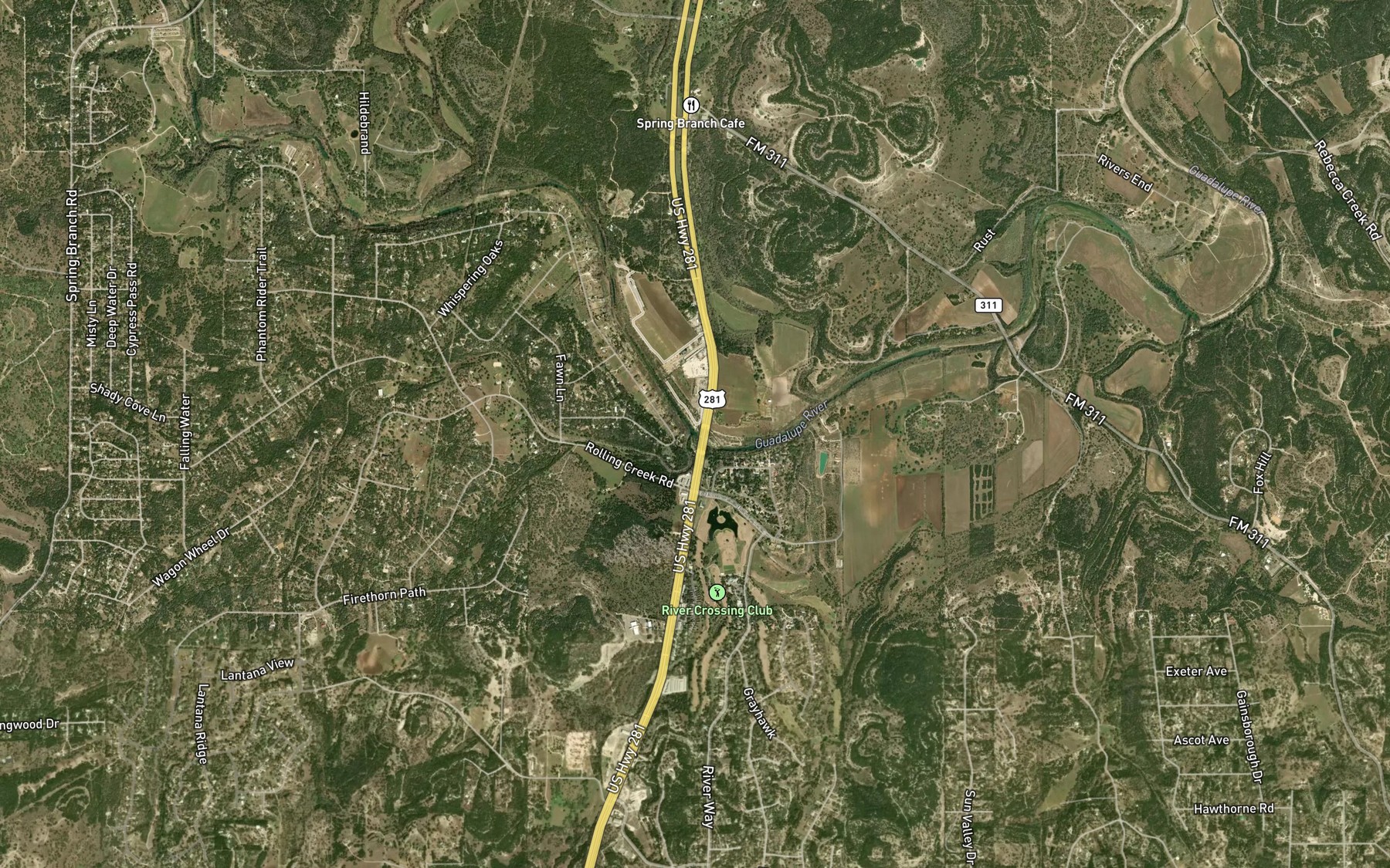 Satellite map of the Swine Creek
