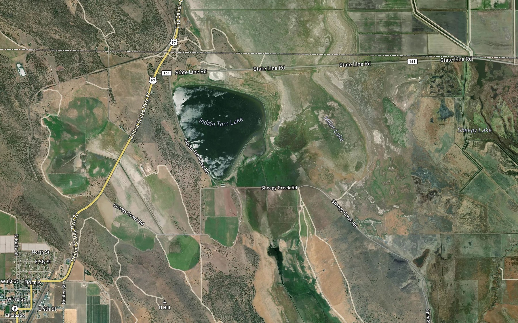 Satellite map of the Hot Creek