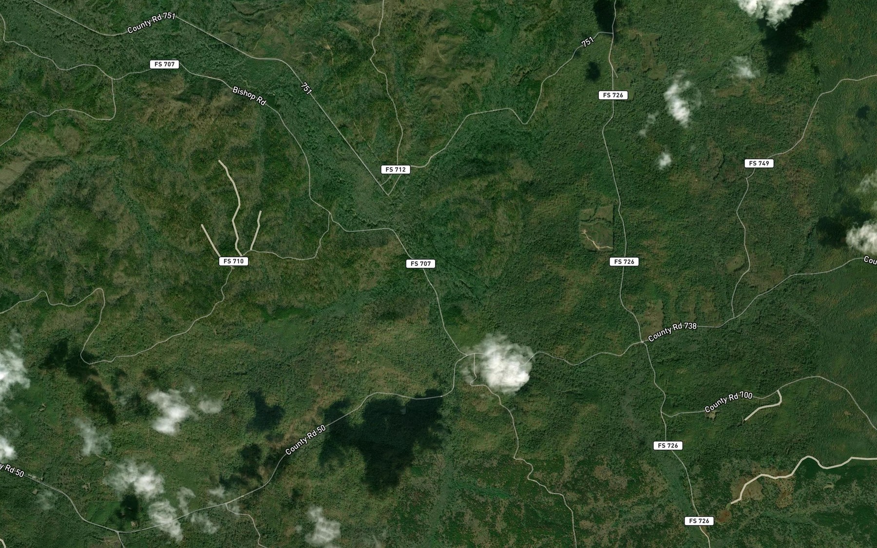 Satellite map of the Troublesome Branch