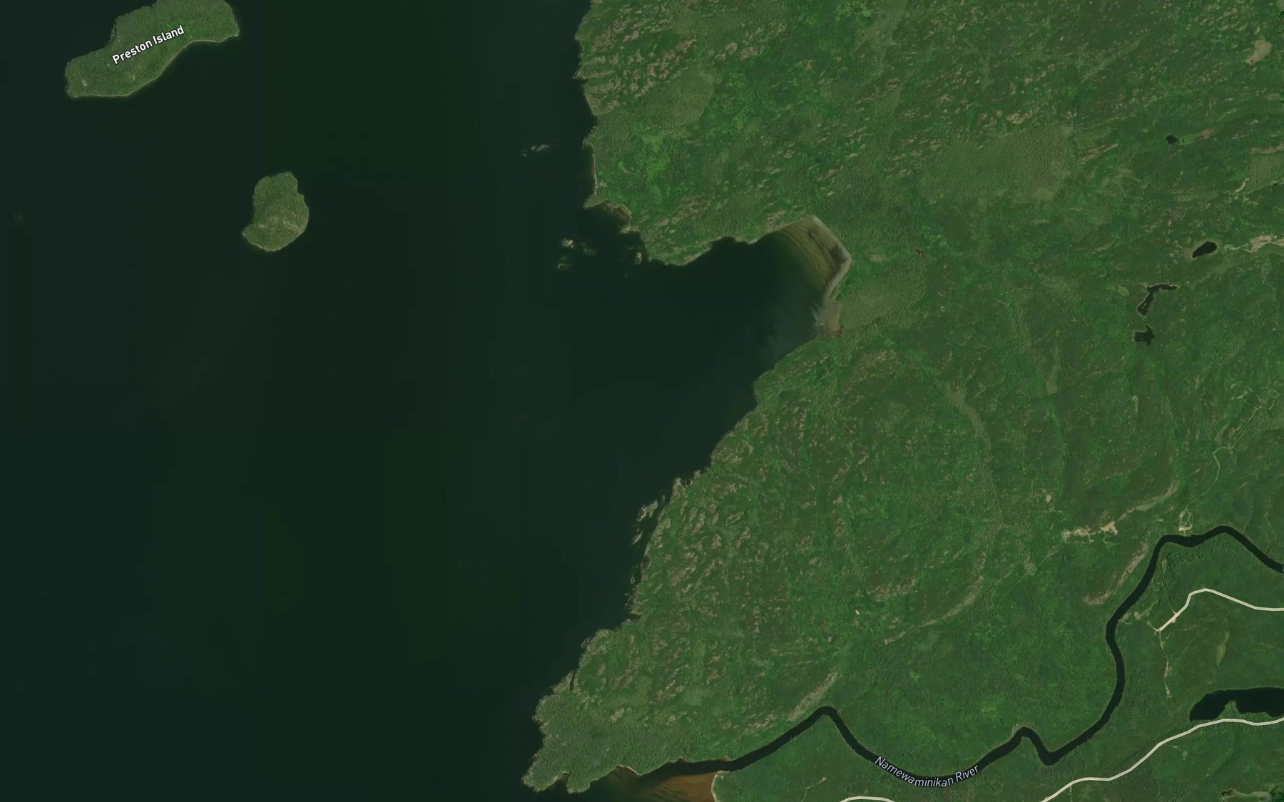 Satellite map of the Bish Bay
