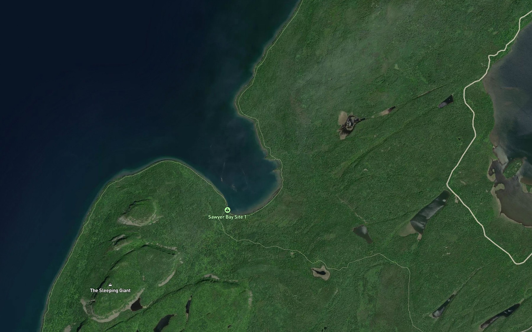 Satellite map of the Sawyer Bay