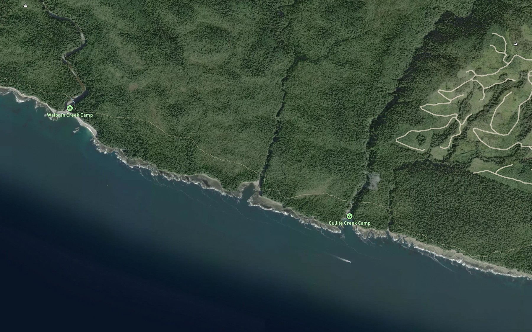 Satellite map of the Logan Creek