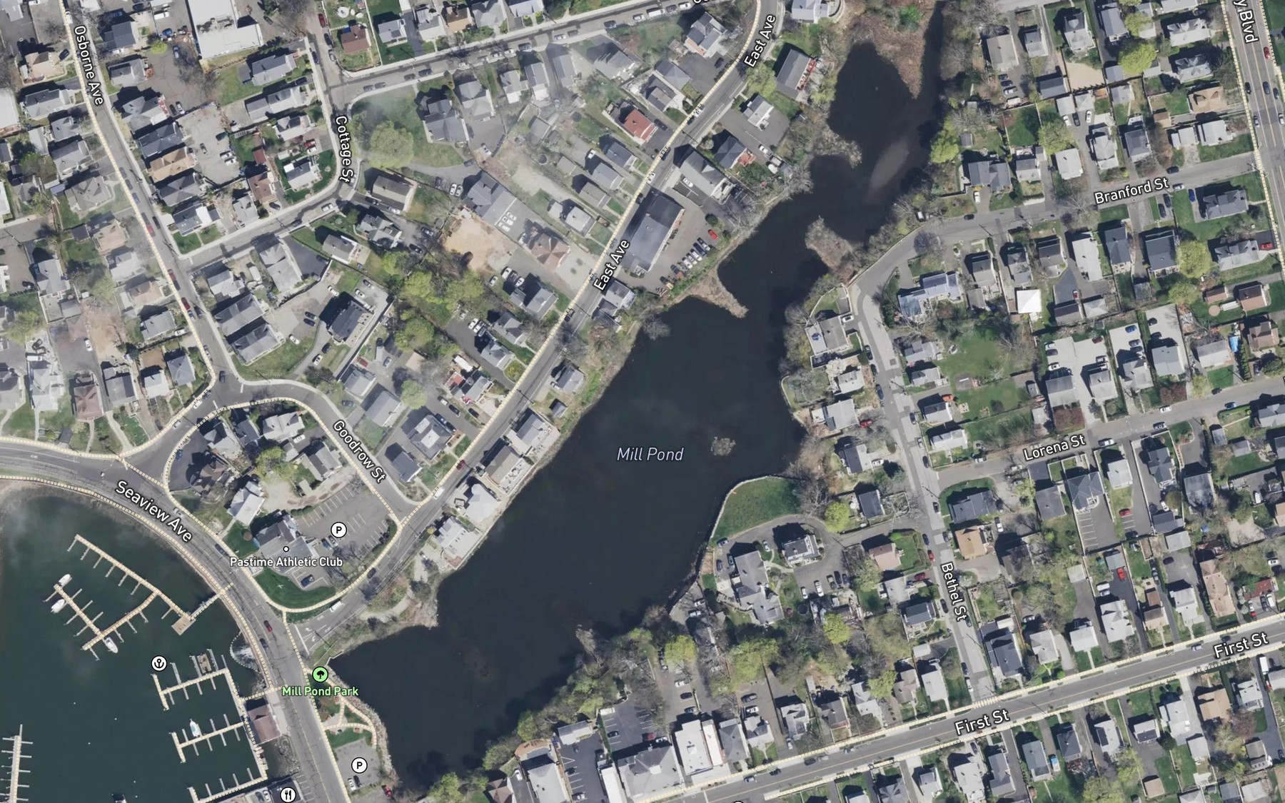 Satellite map of the Mill Pond