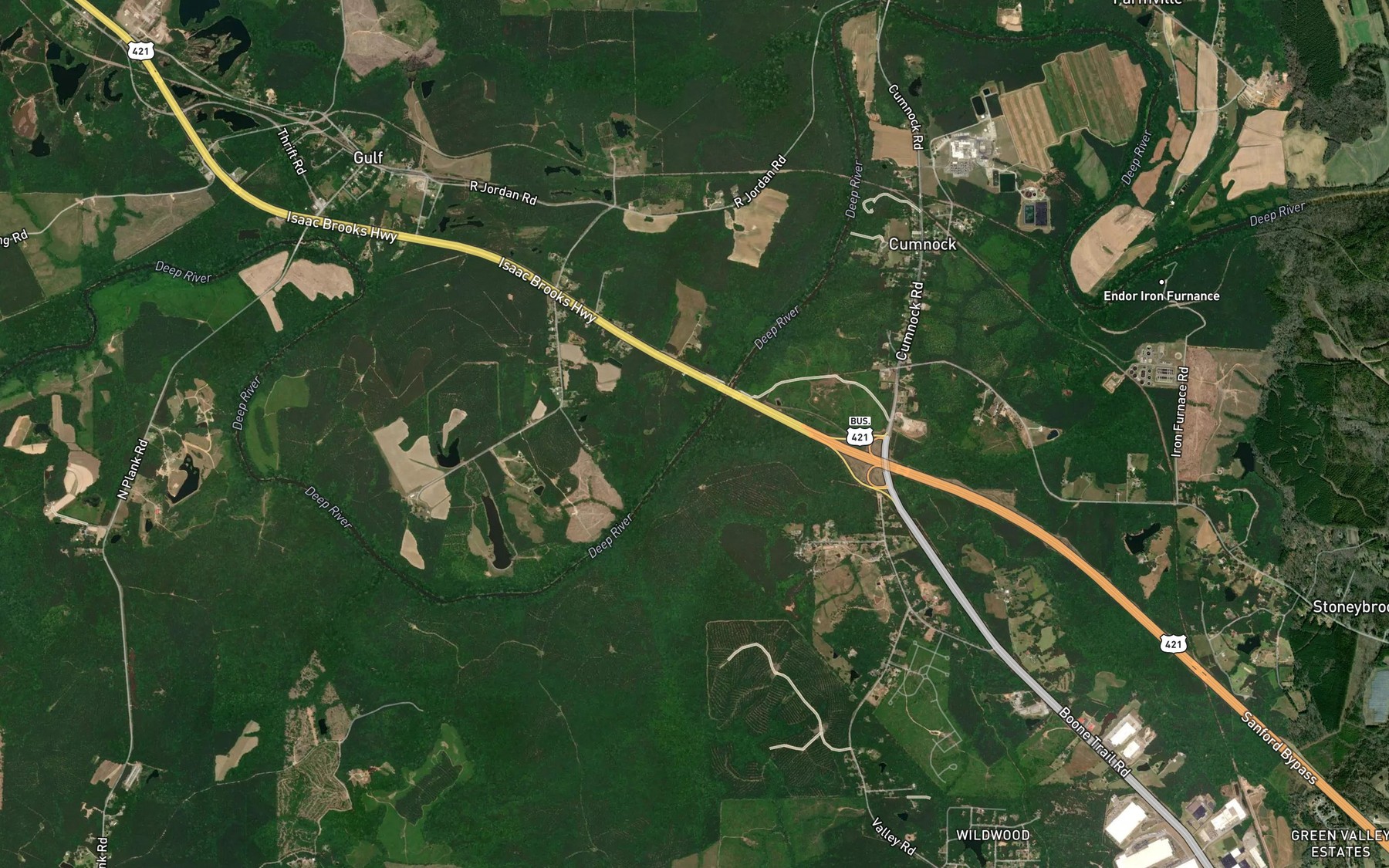 Satellite map of the Patterson Creek