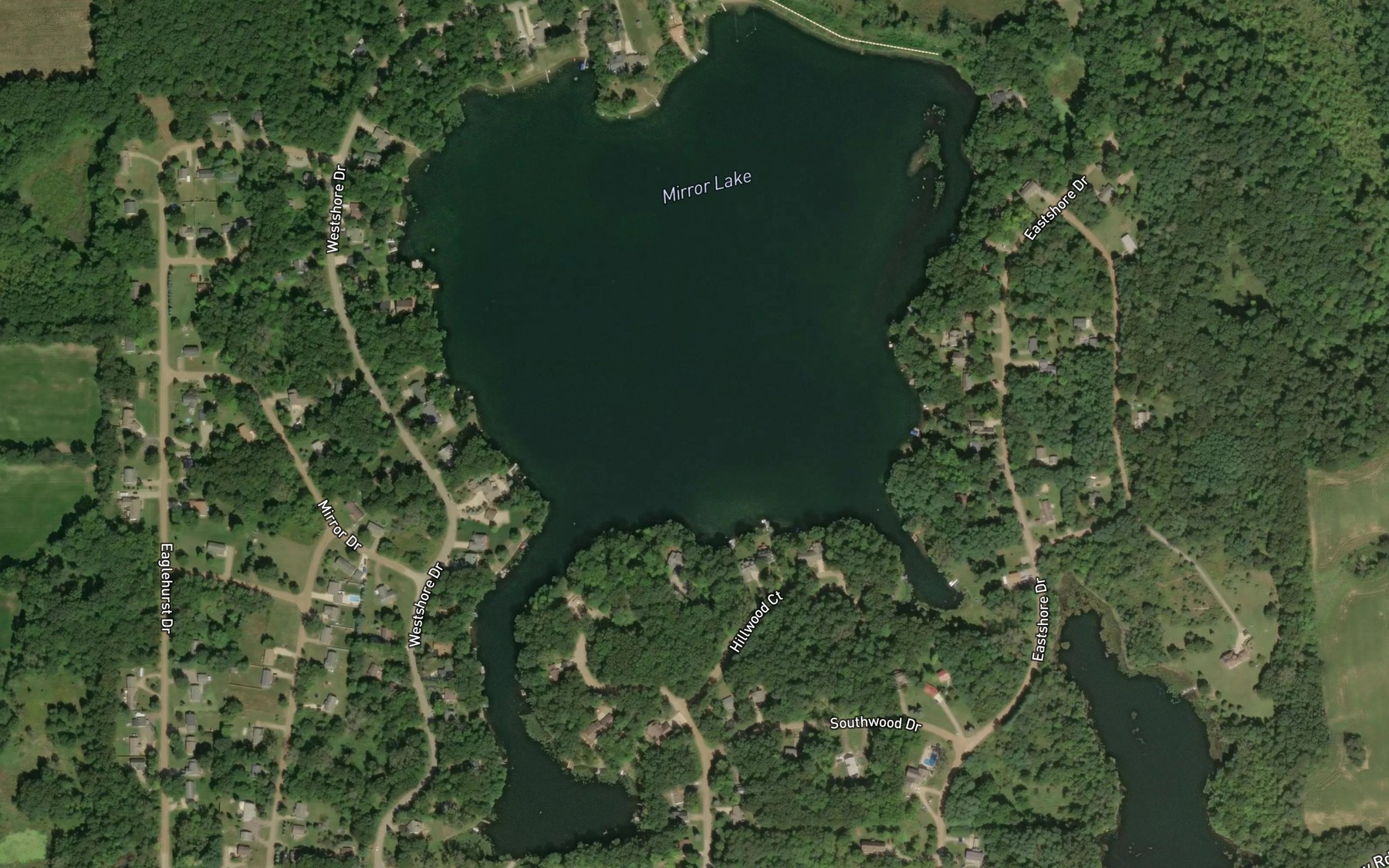 Satellite map of the Mirror Lake