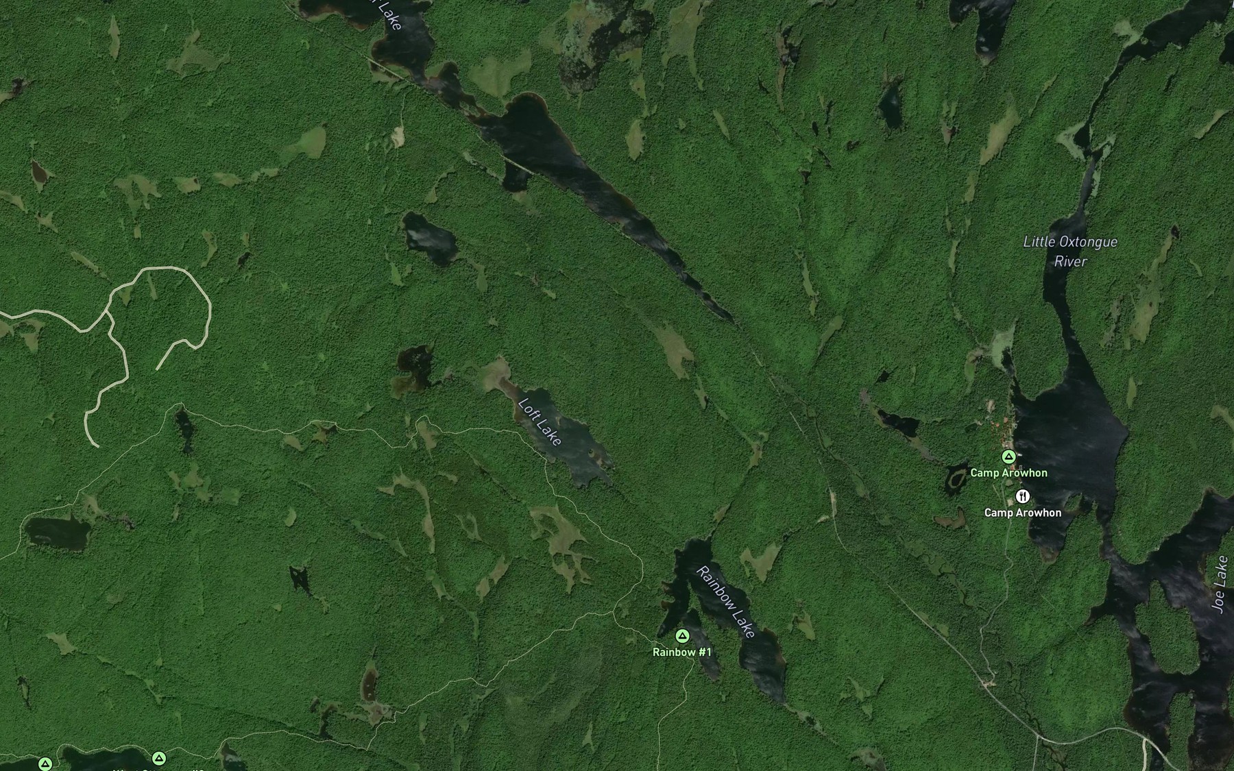 Satellite map of the Rainbow Creek