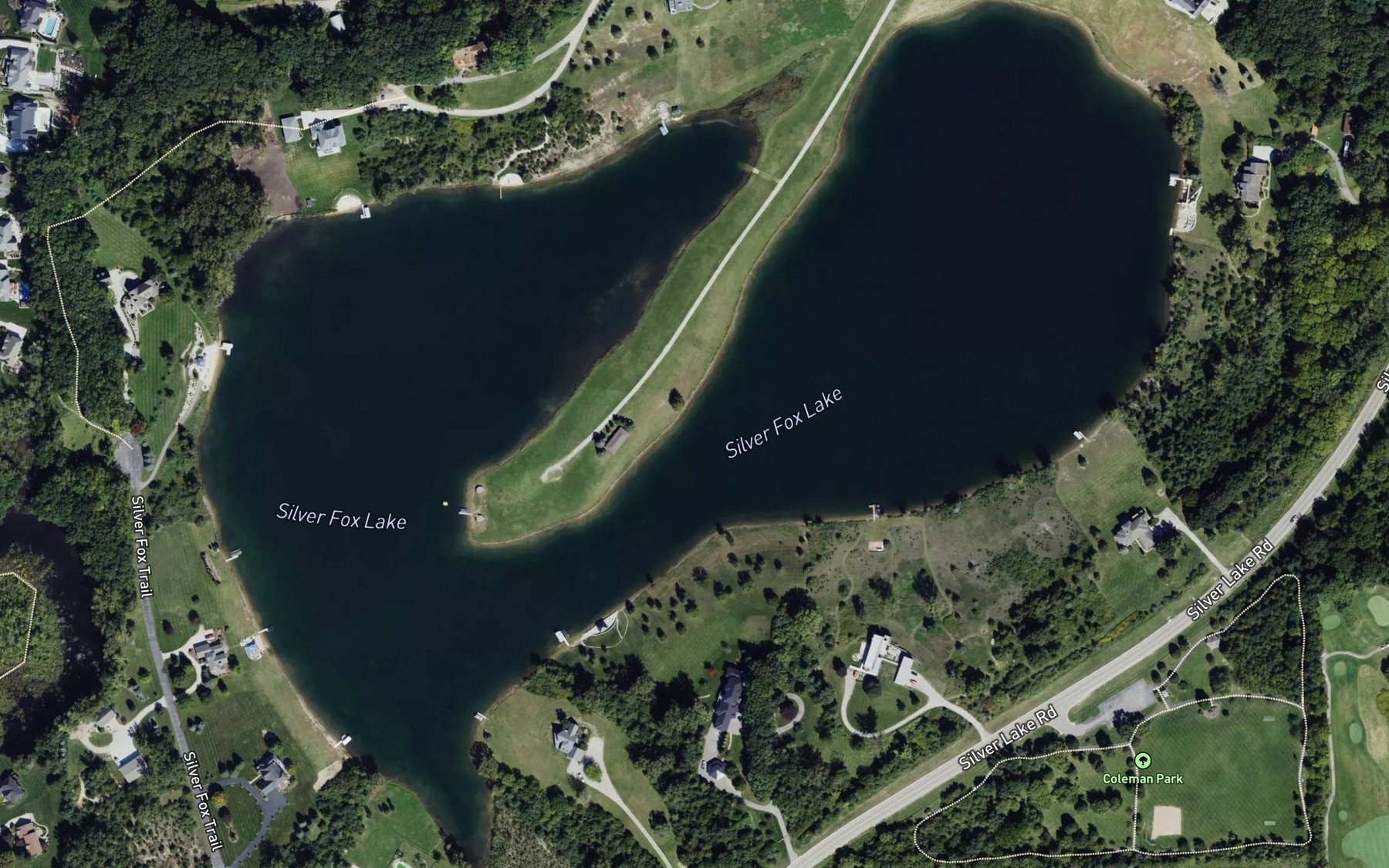 Satellite map of the Silver Fox Lake