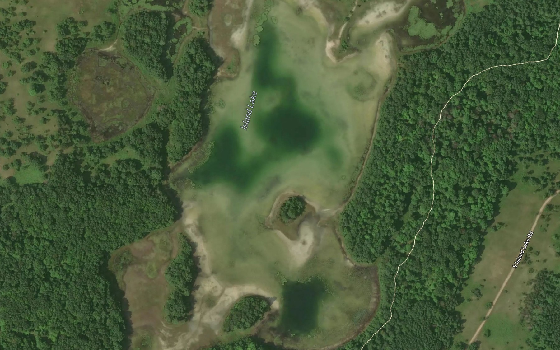 Satellite map of the Island Lake