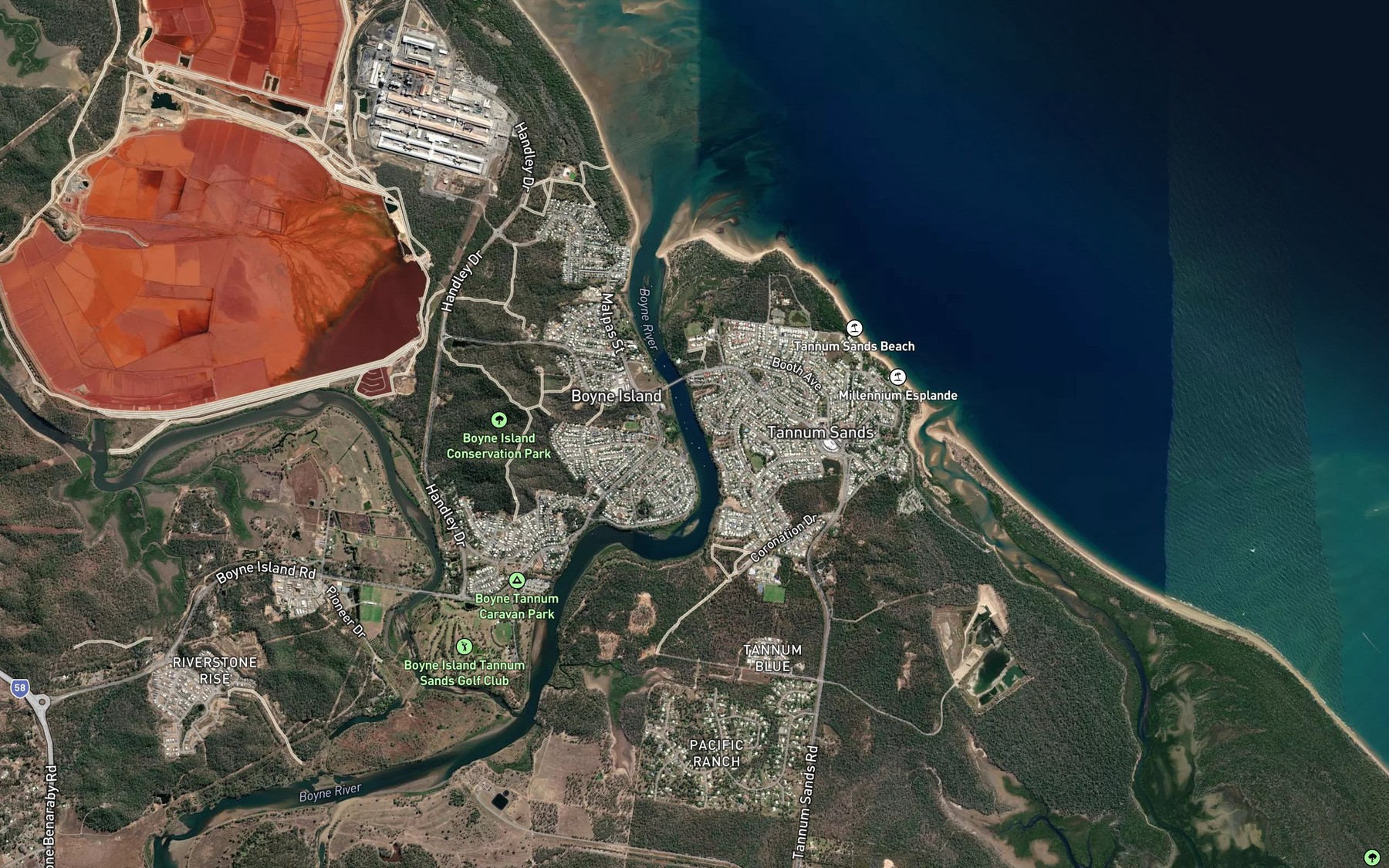 Satellite map of the Boyne River