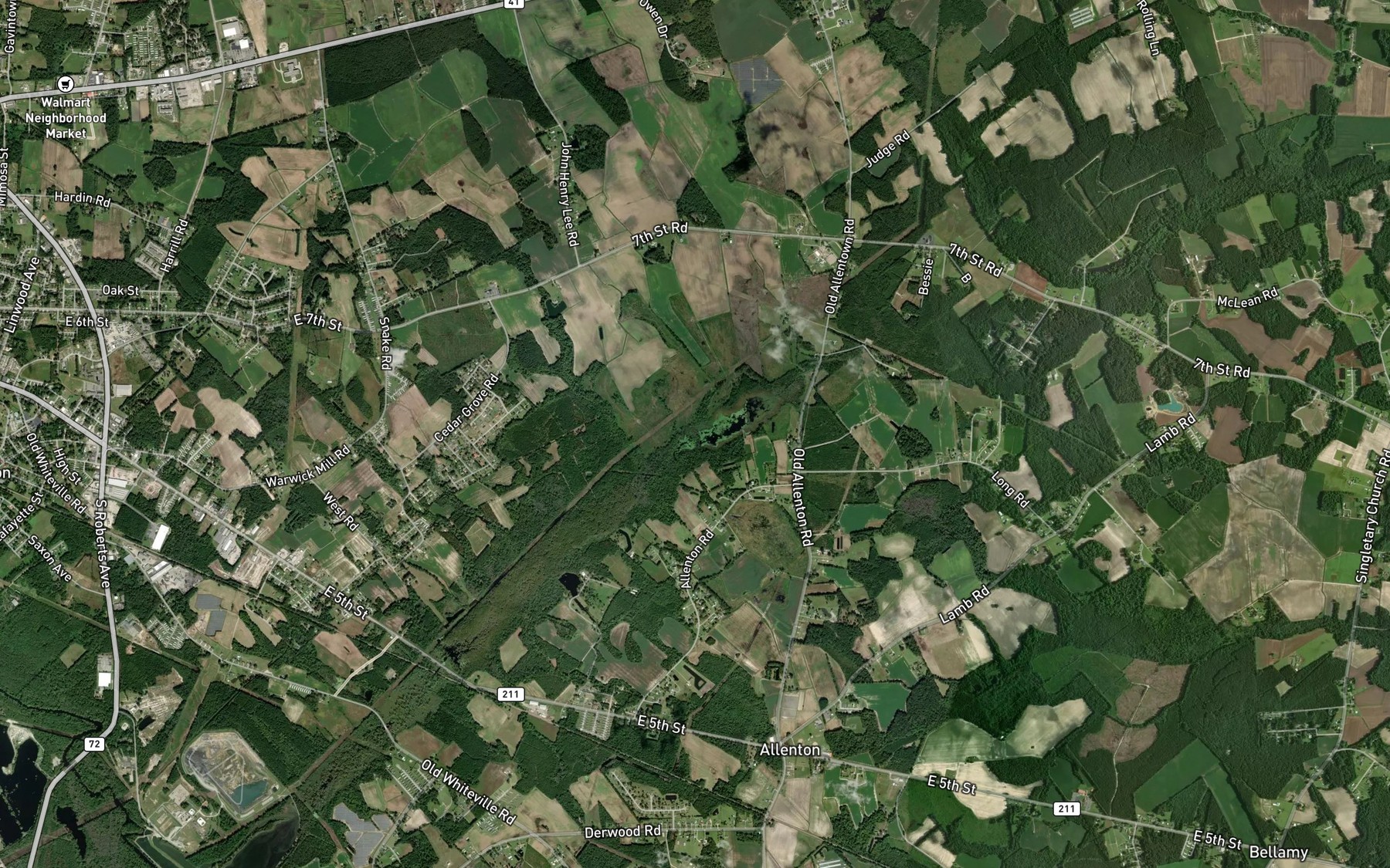 Satellite map of the Wilson Branch