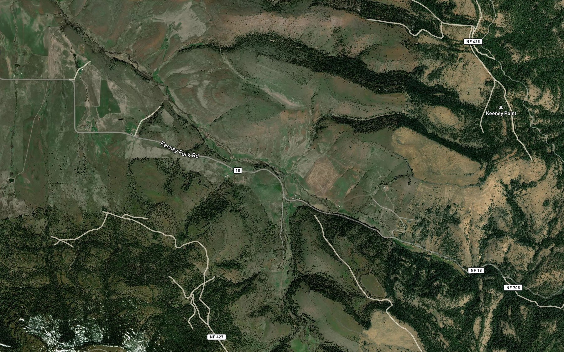 Satellite map of the South Fork Long Creek