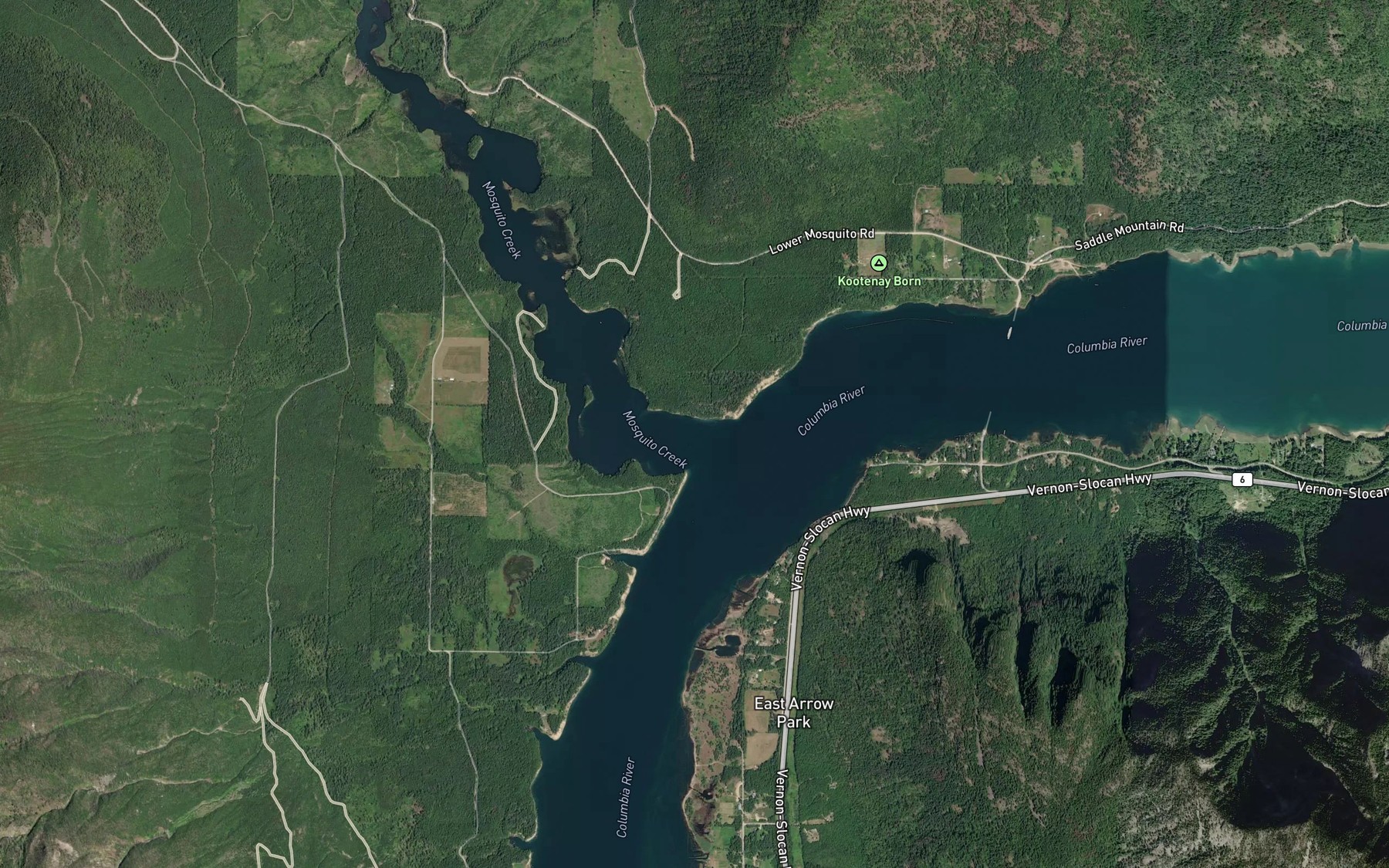 Satellite map of the Mosquito Creek