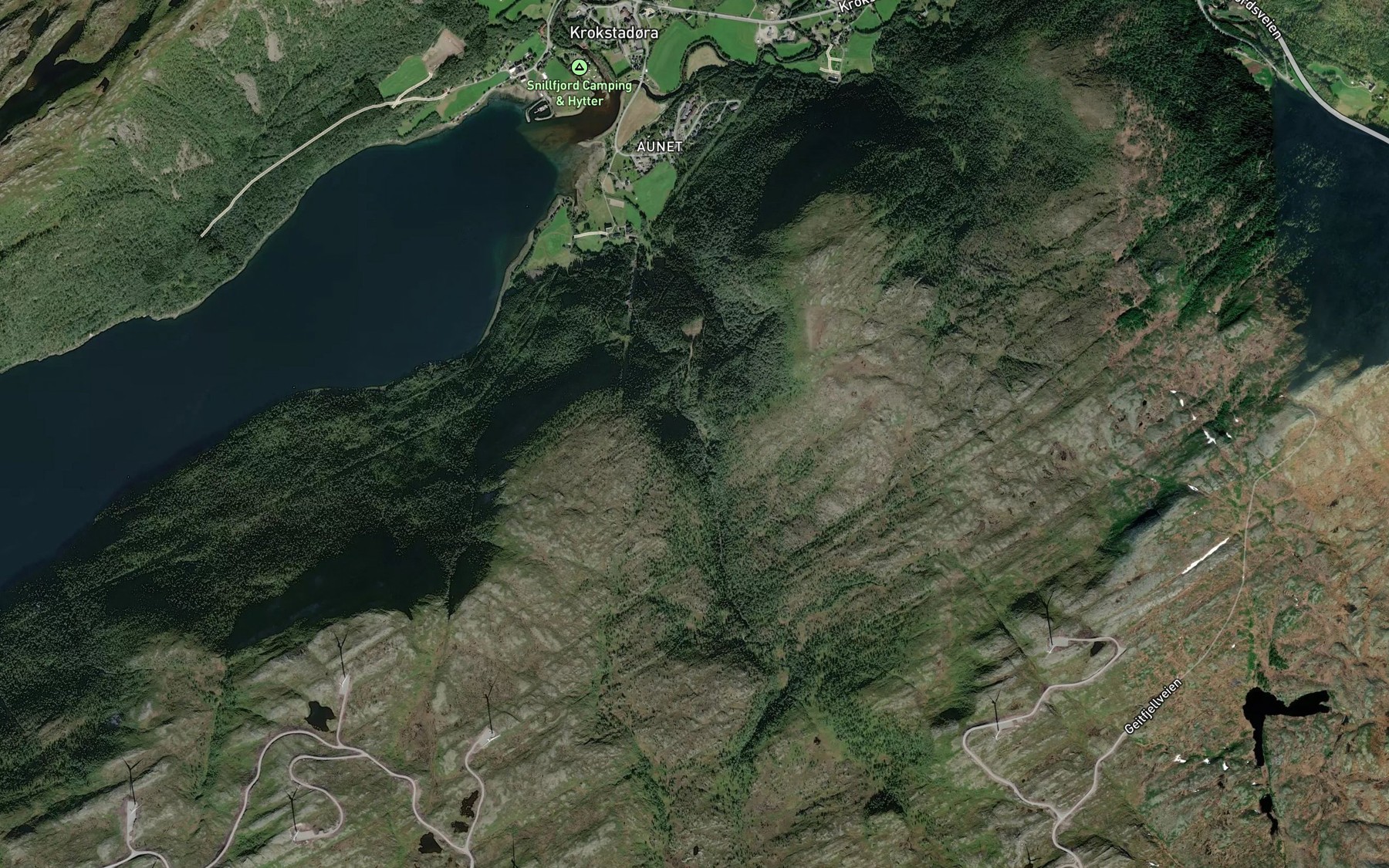Satellite map of the Aunelva
