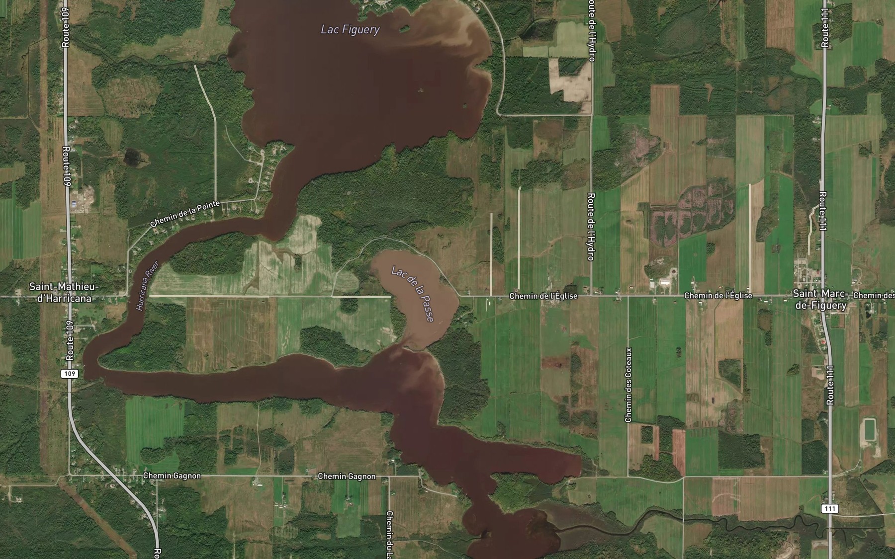 Satellite map of the Ruisseau Cloutier