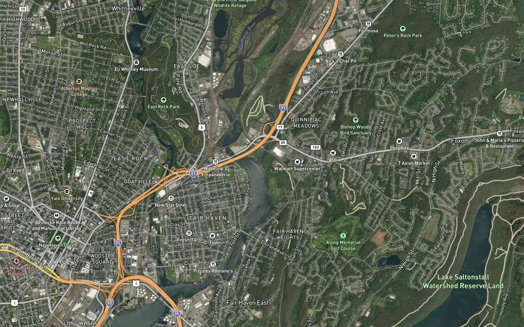 Satellite map of the Little River