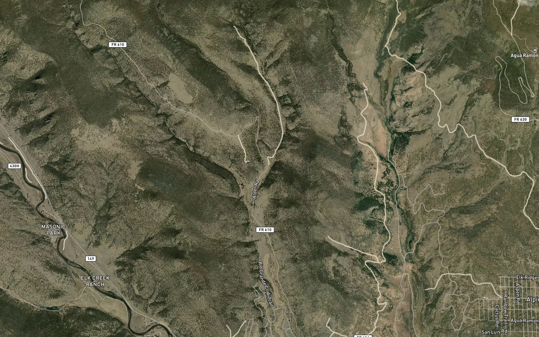 Satellite map of the Middle Alder Creek
