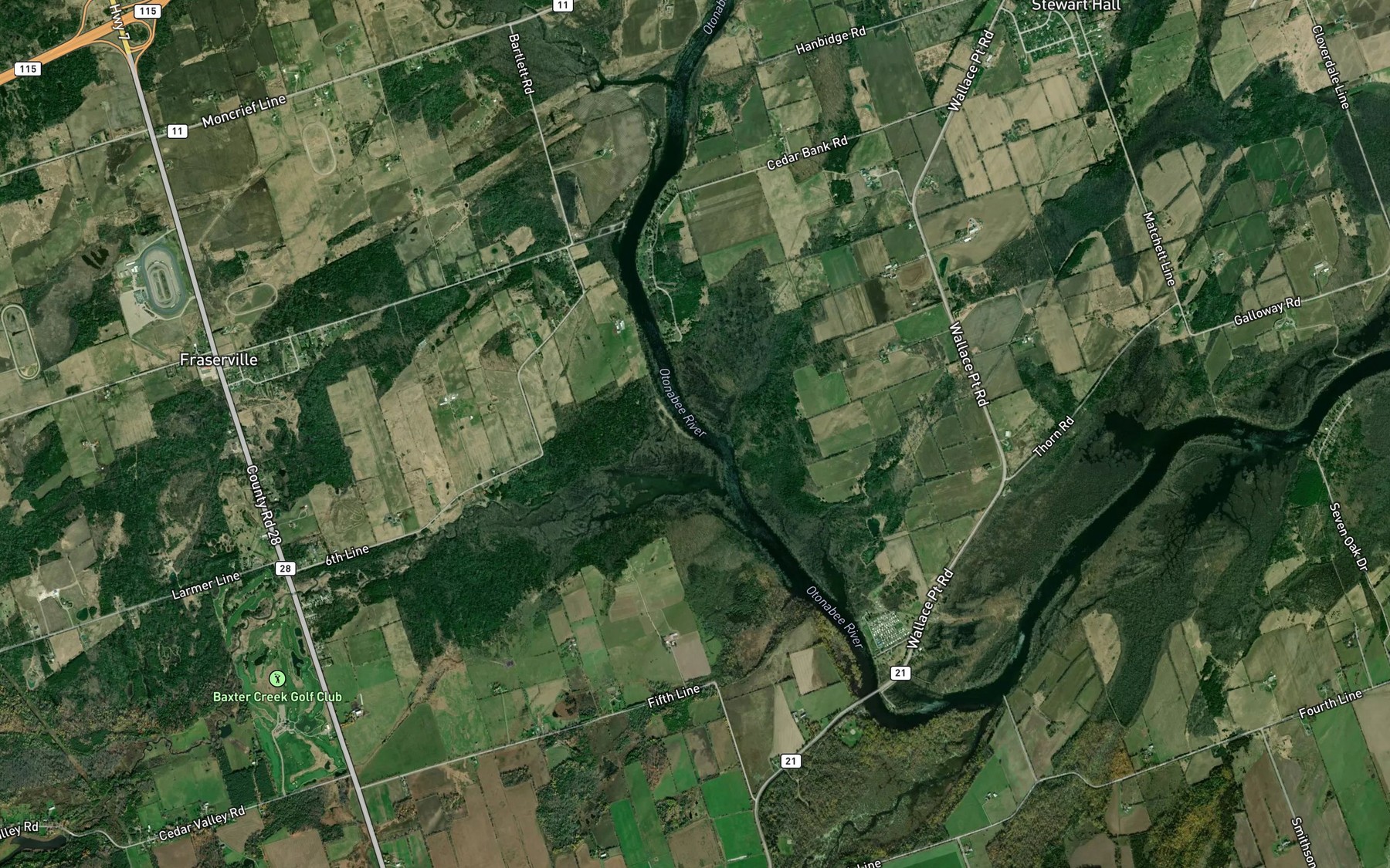 Satellite map of the Baxter Creek