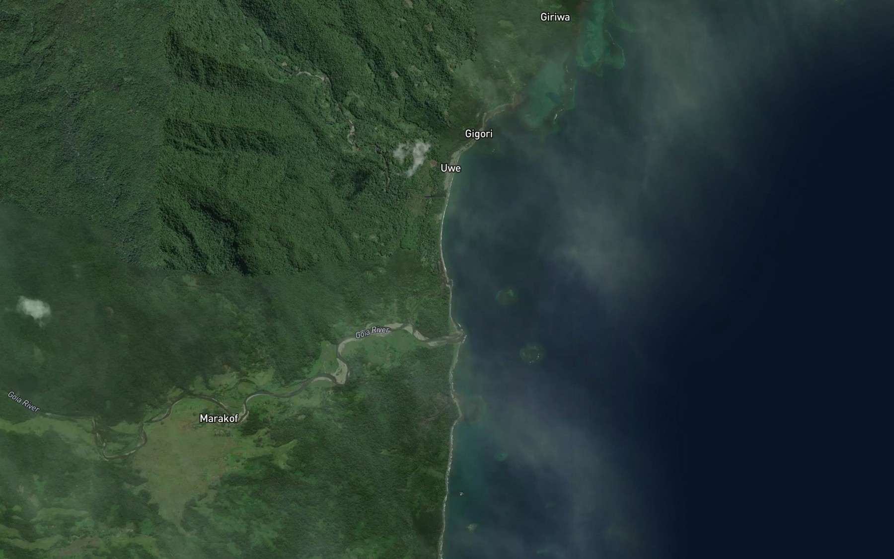 Satellite map of the Goia River