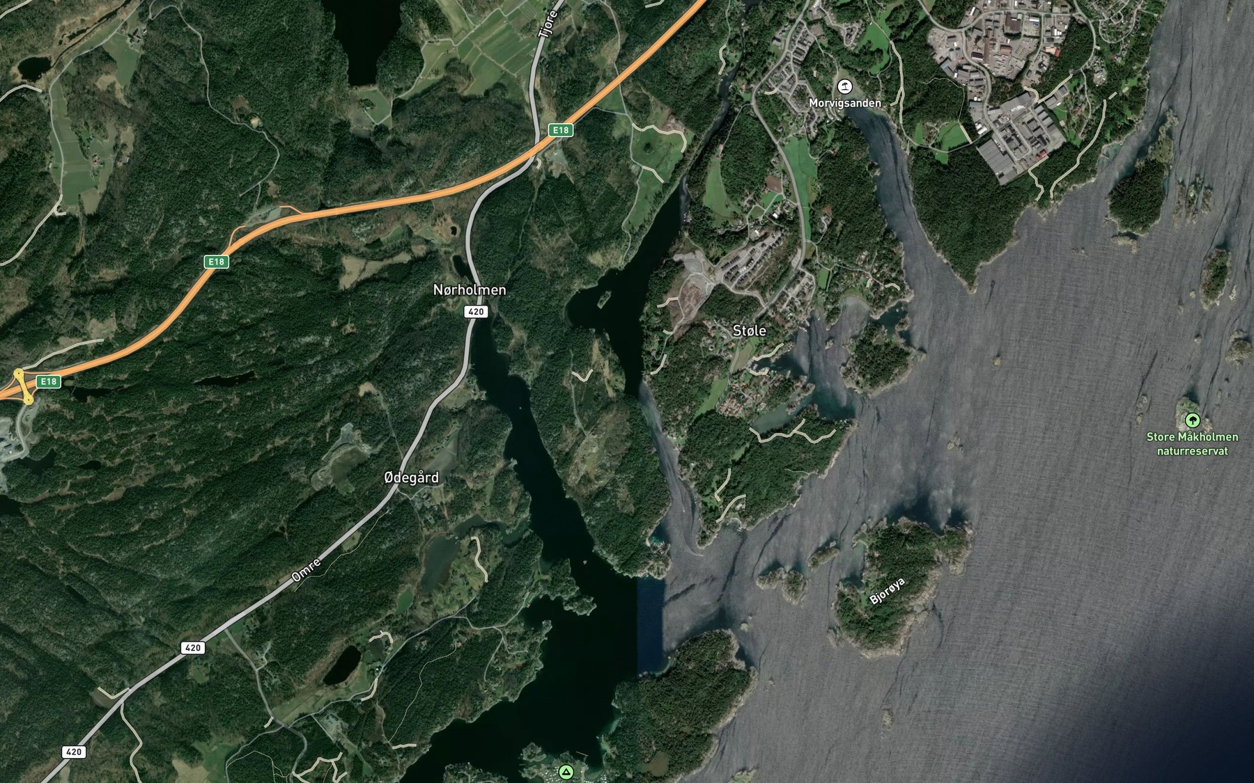 Satellite map of the Skottevika