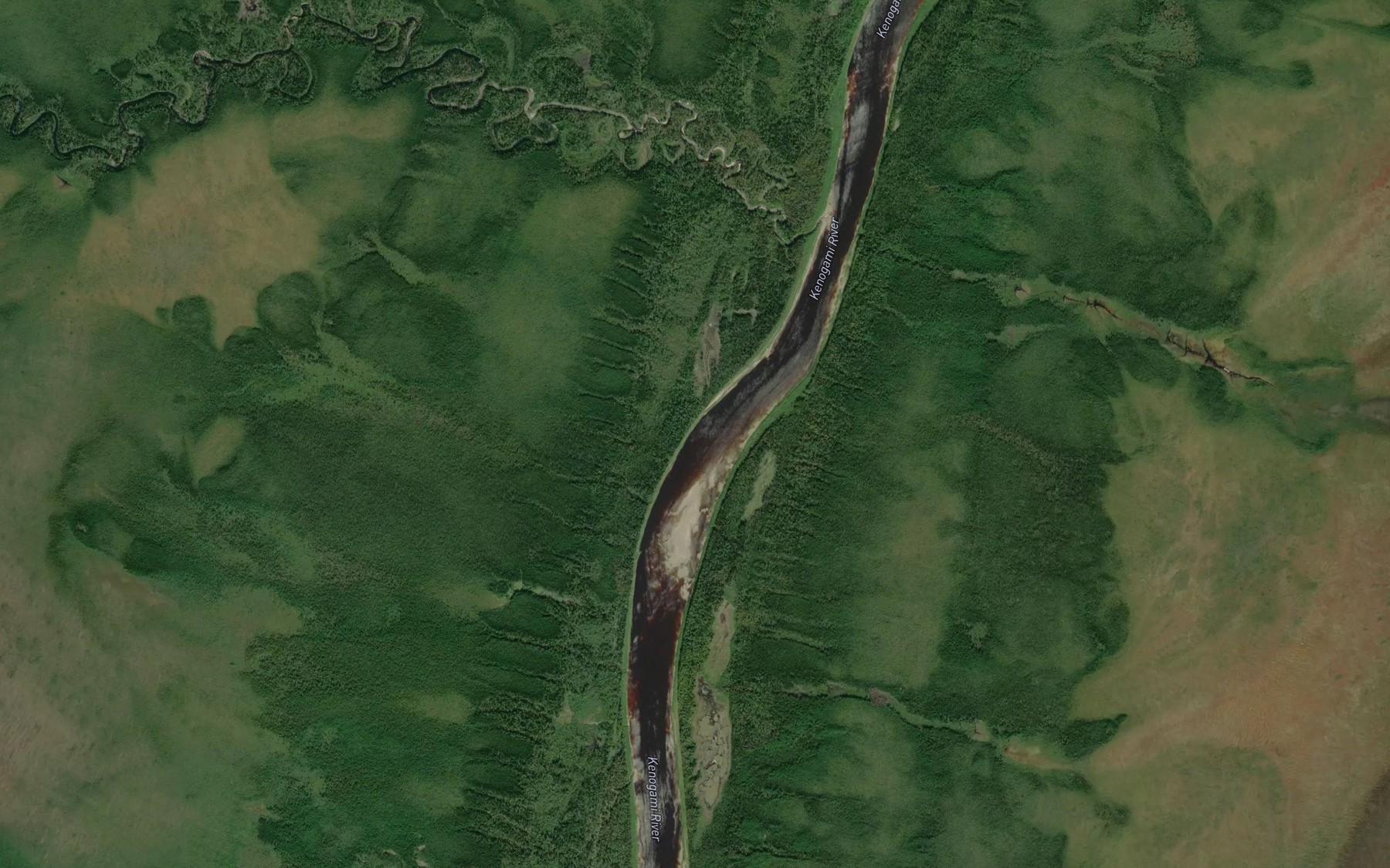 Satellite map of the Kingfisher River