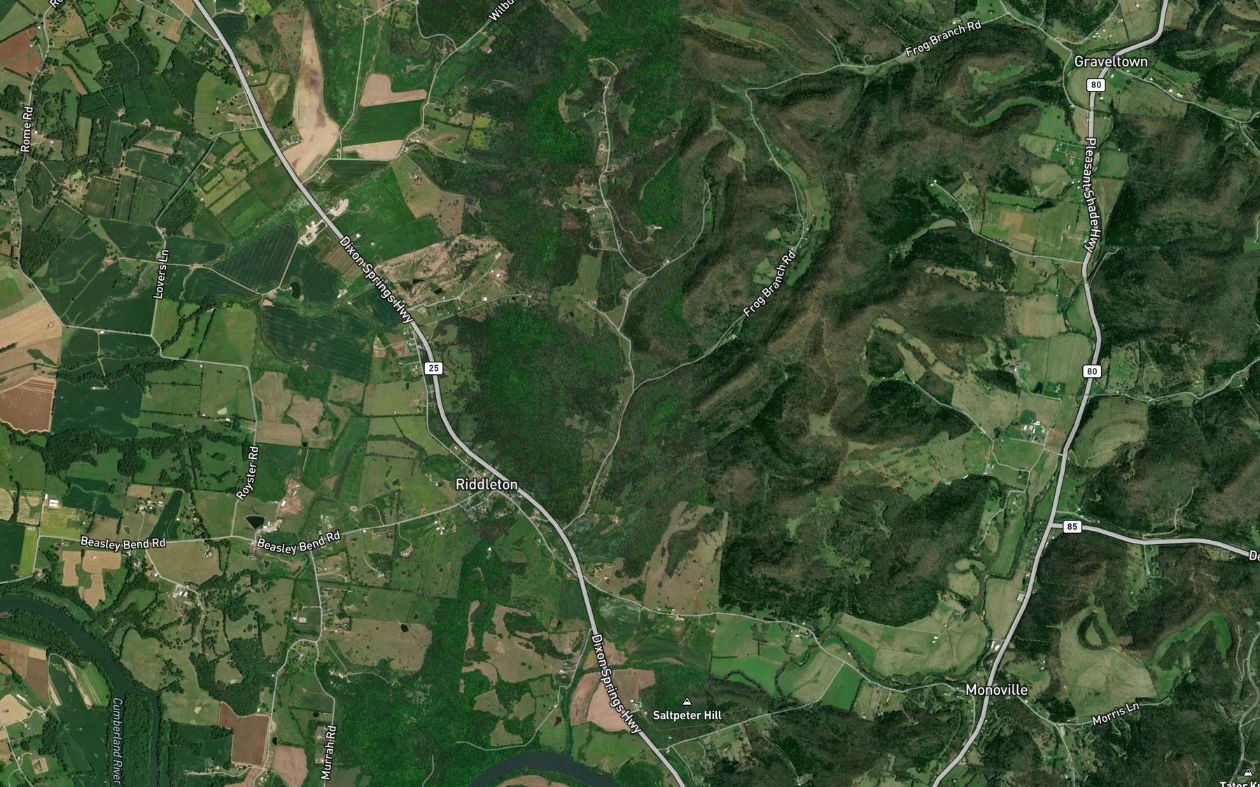 Satellite map of the Bowman Branch