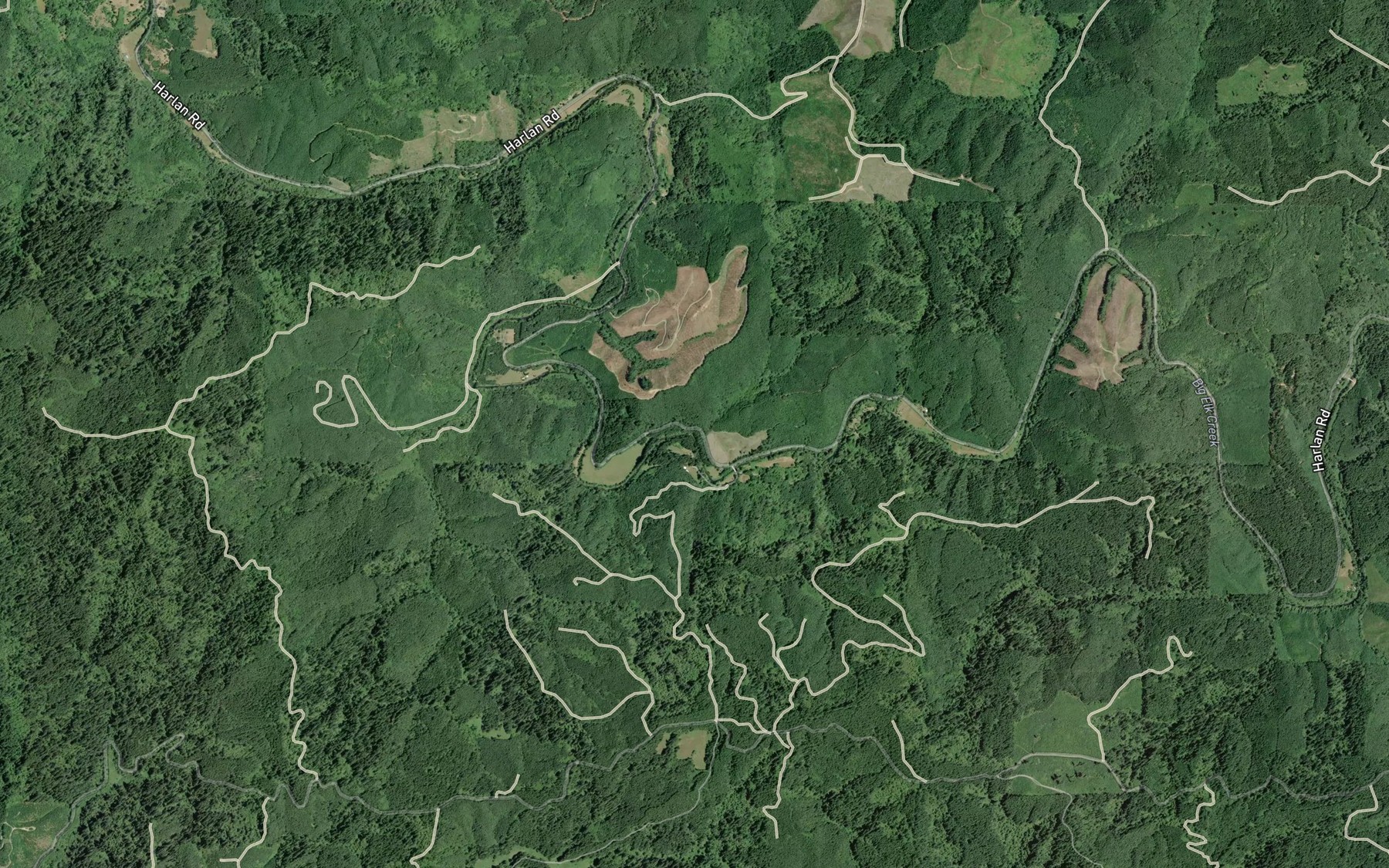 Satellite map of the Camp Creek