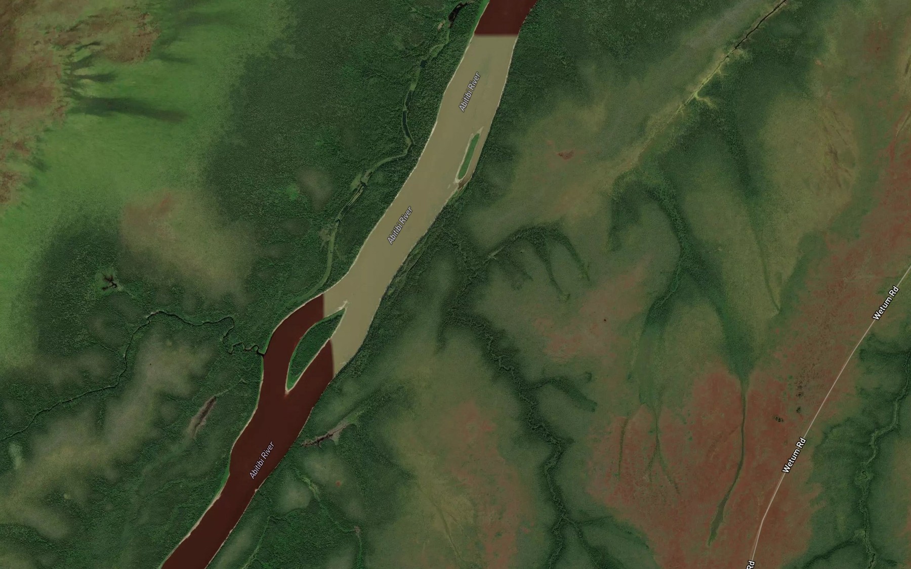 Satellite map of the Megiganamisk Creek
