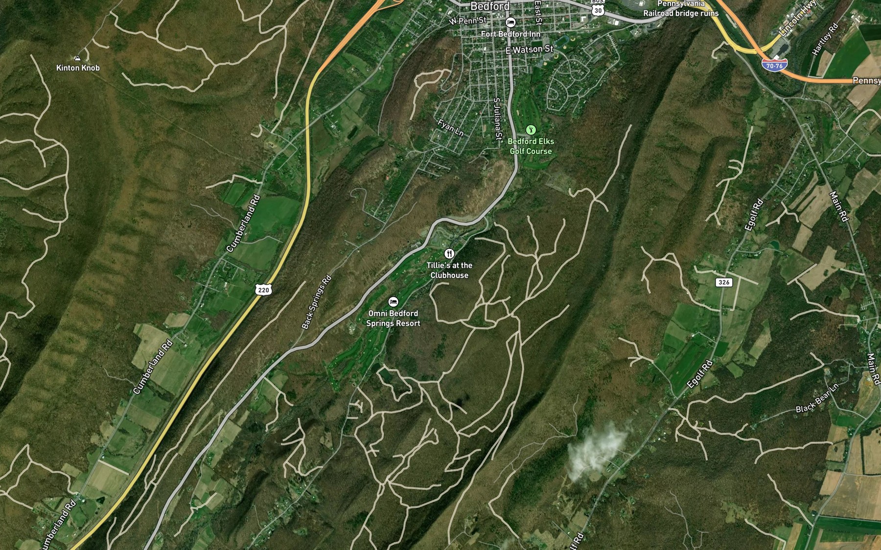 Satellite map of the Crystal Spring