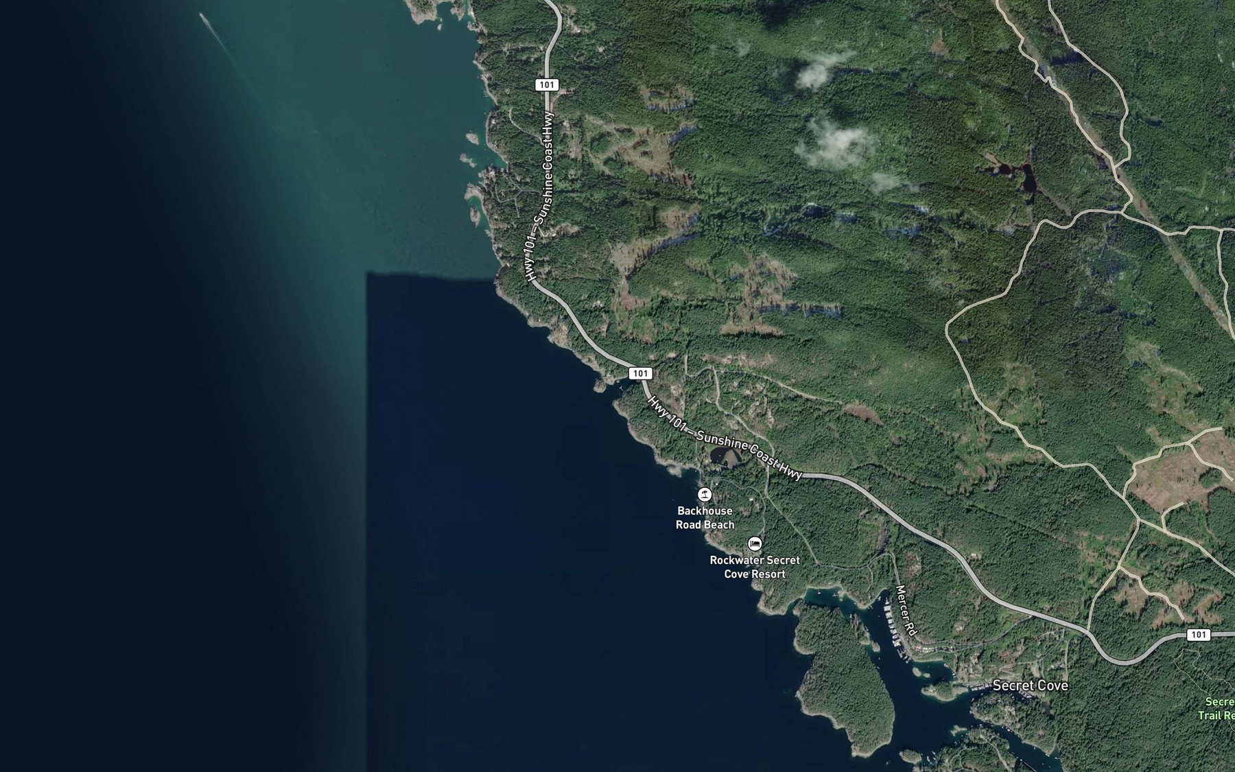 Satellite map of the Wood Bay
